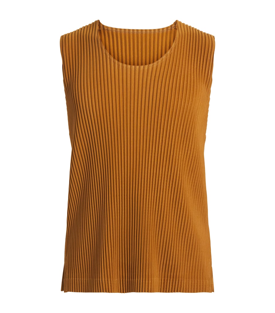 Homme Plissé Issey Miyake Mens Pleated Vest Venice Boat Brown
