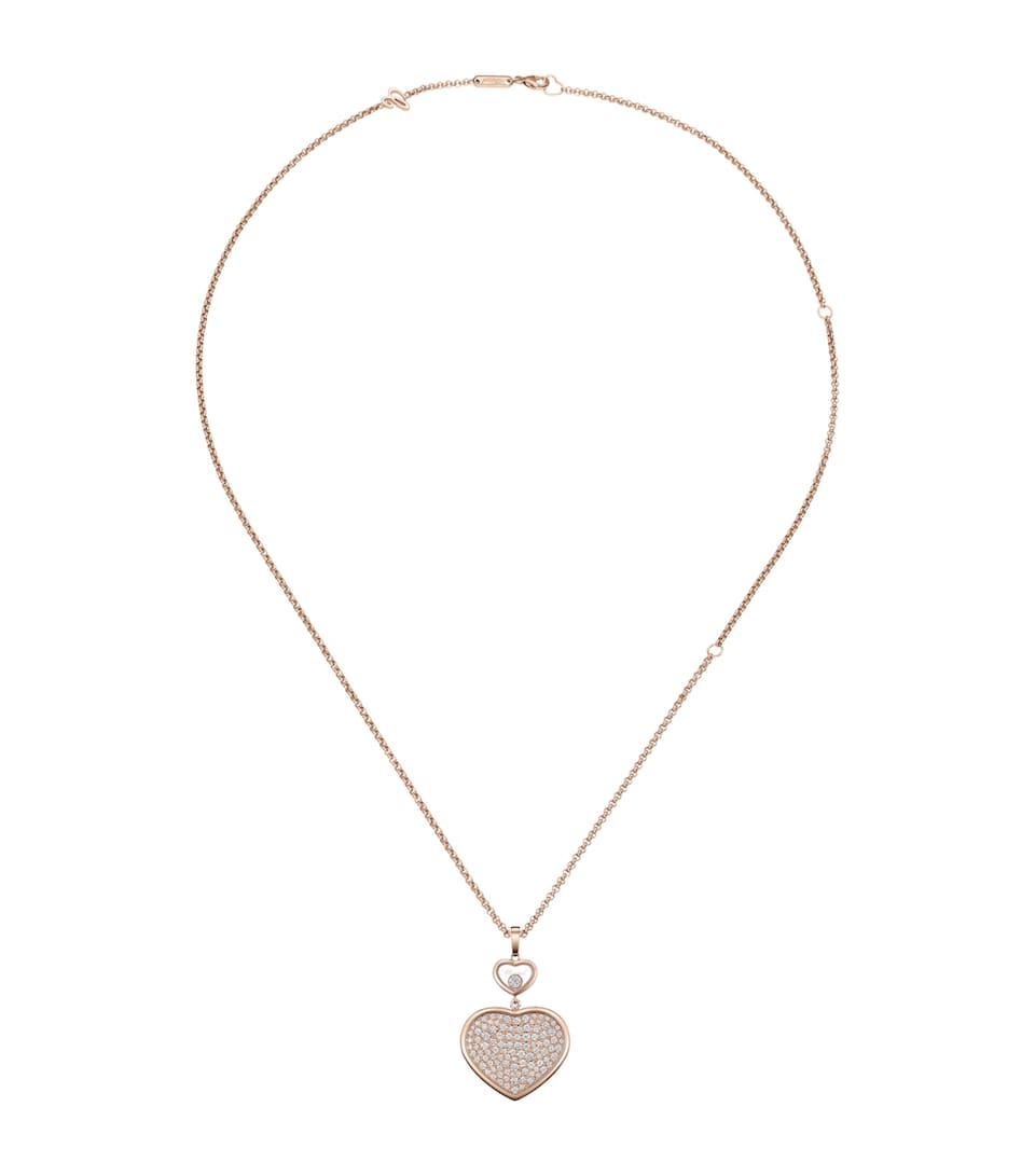 Rose Gold and Diamond Happy Hearts Pendant Necklace
