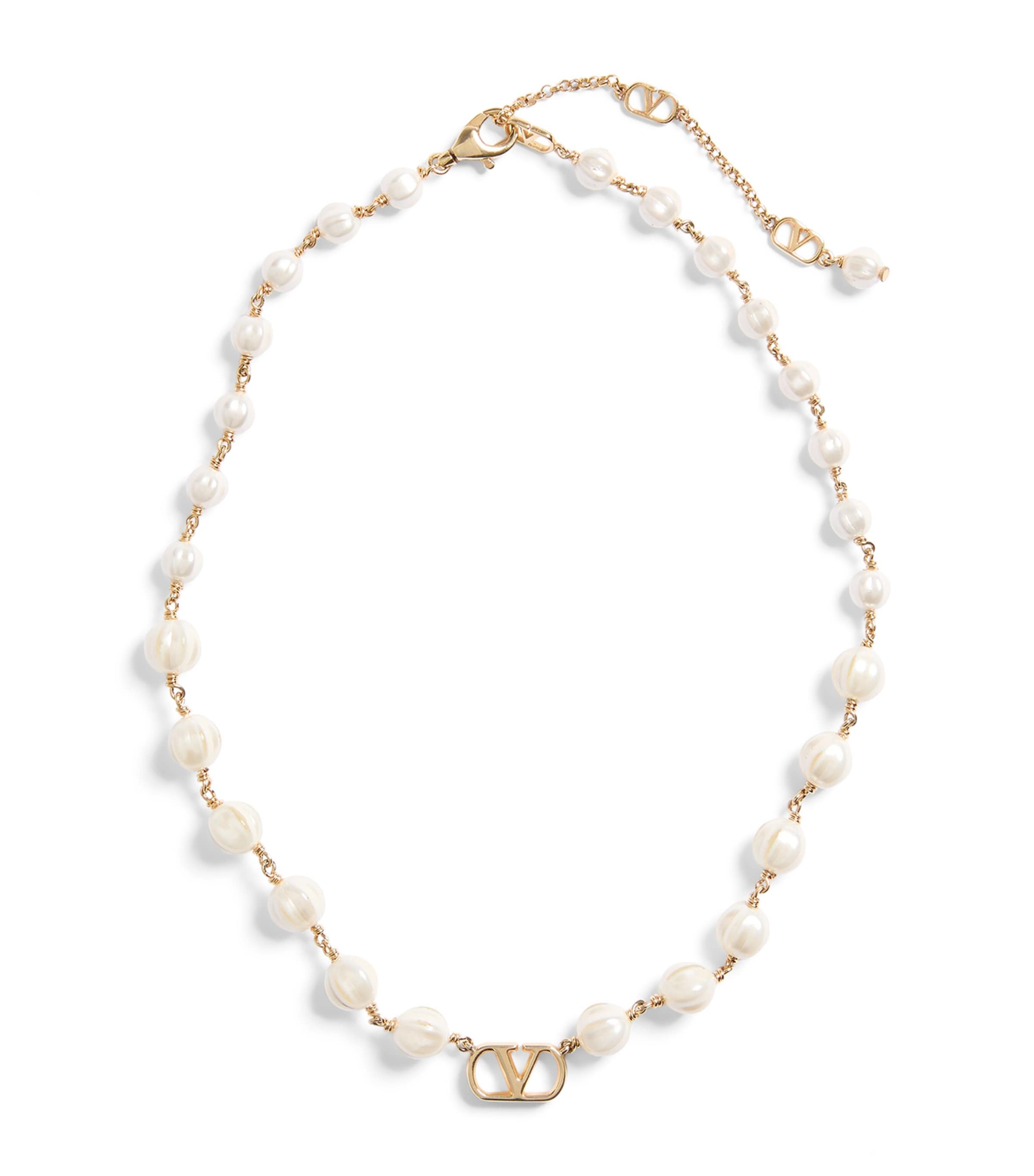 Valentino Garavani Faux Pearl VLogo Signature Necklace