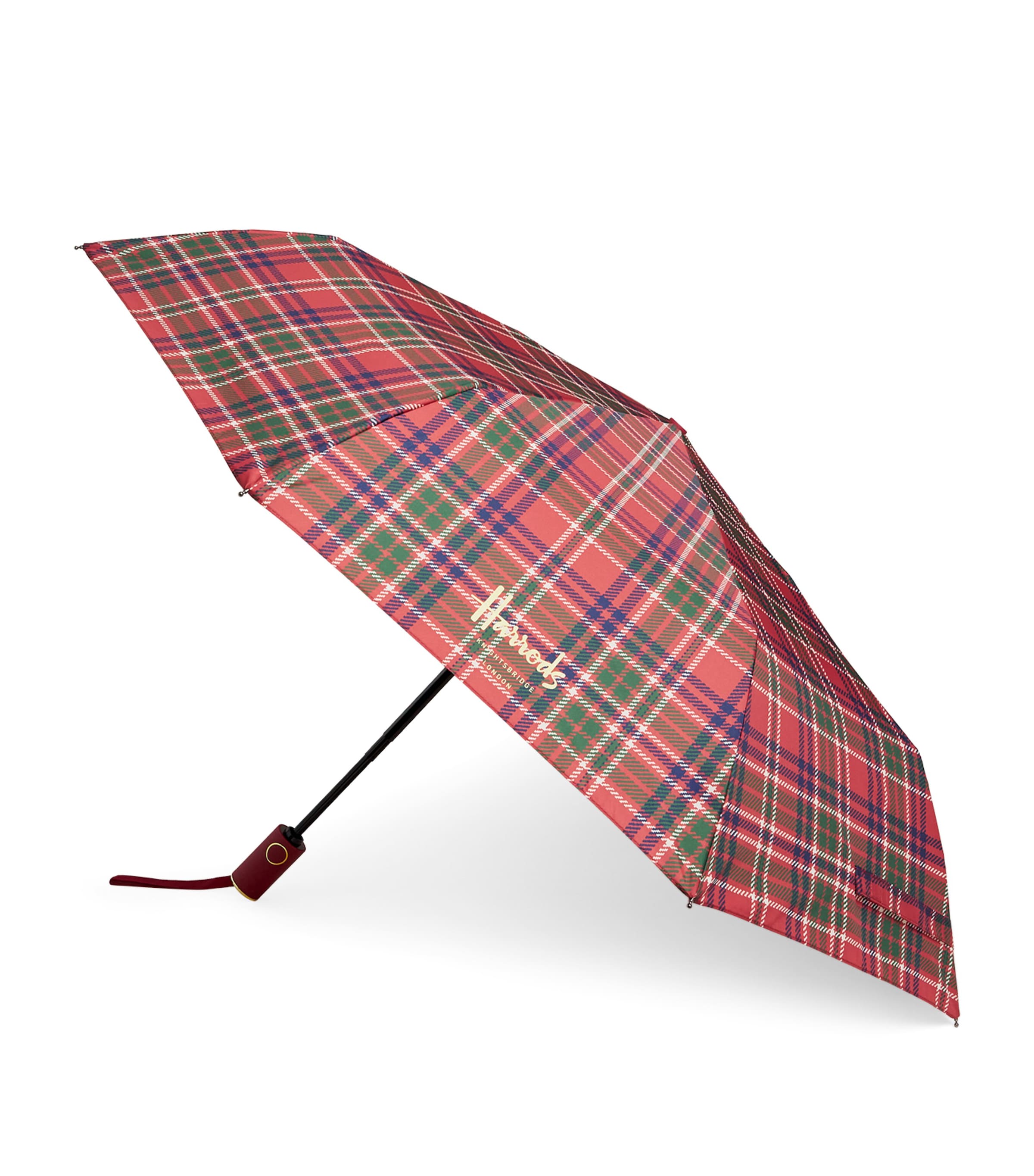 Harrods Tartan Umbrella Red
