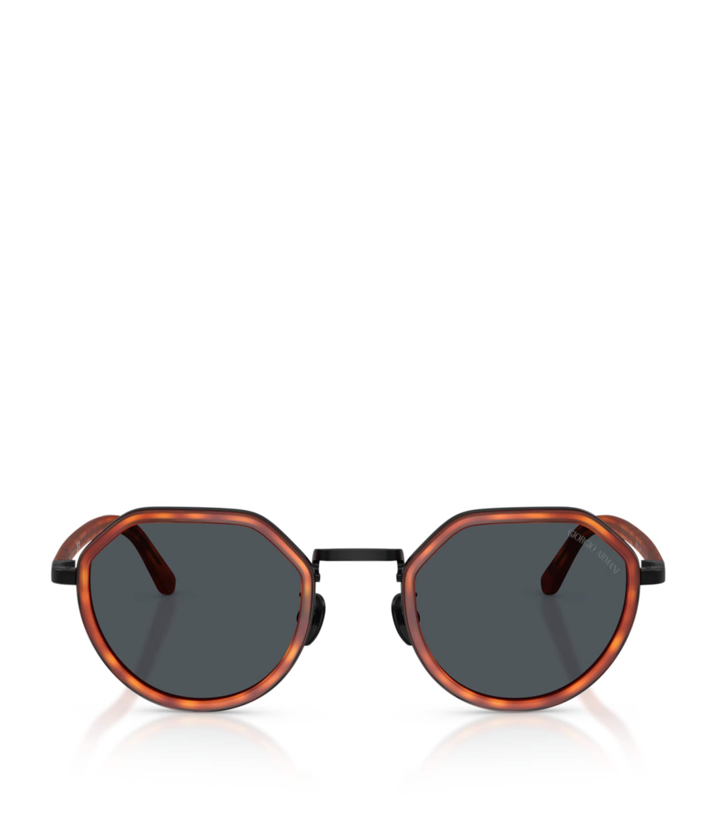 Giorgio Armani Metal Round Sunglasses Brown