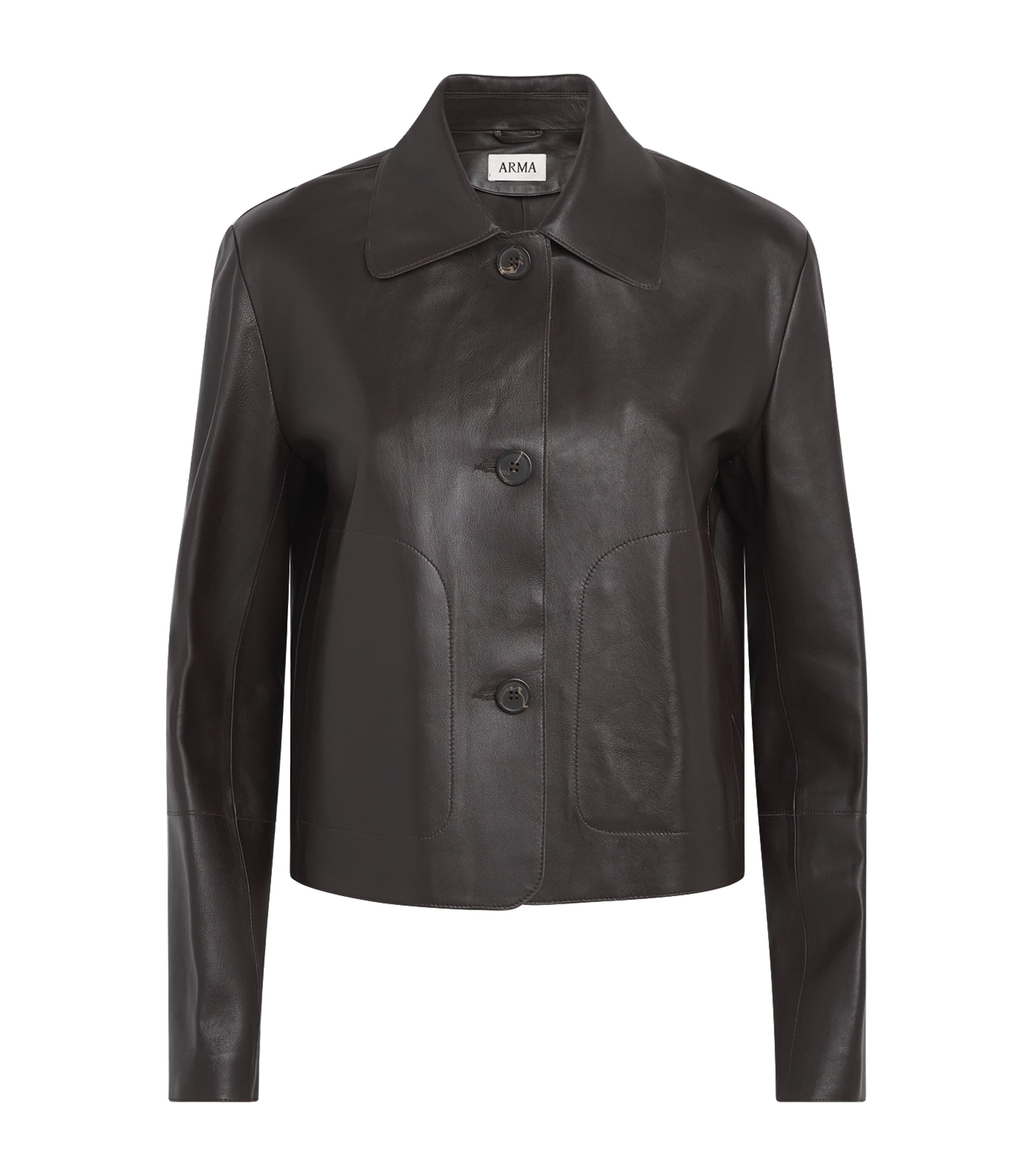 Arma Womens Tailored Emy Leather Jacket Coffee Bean