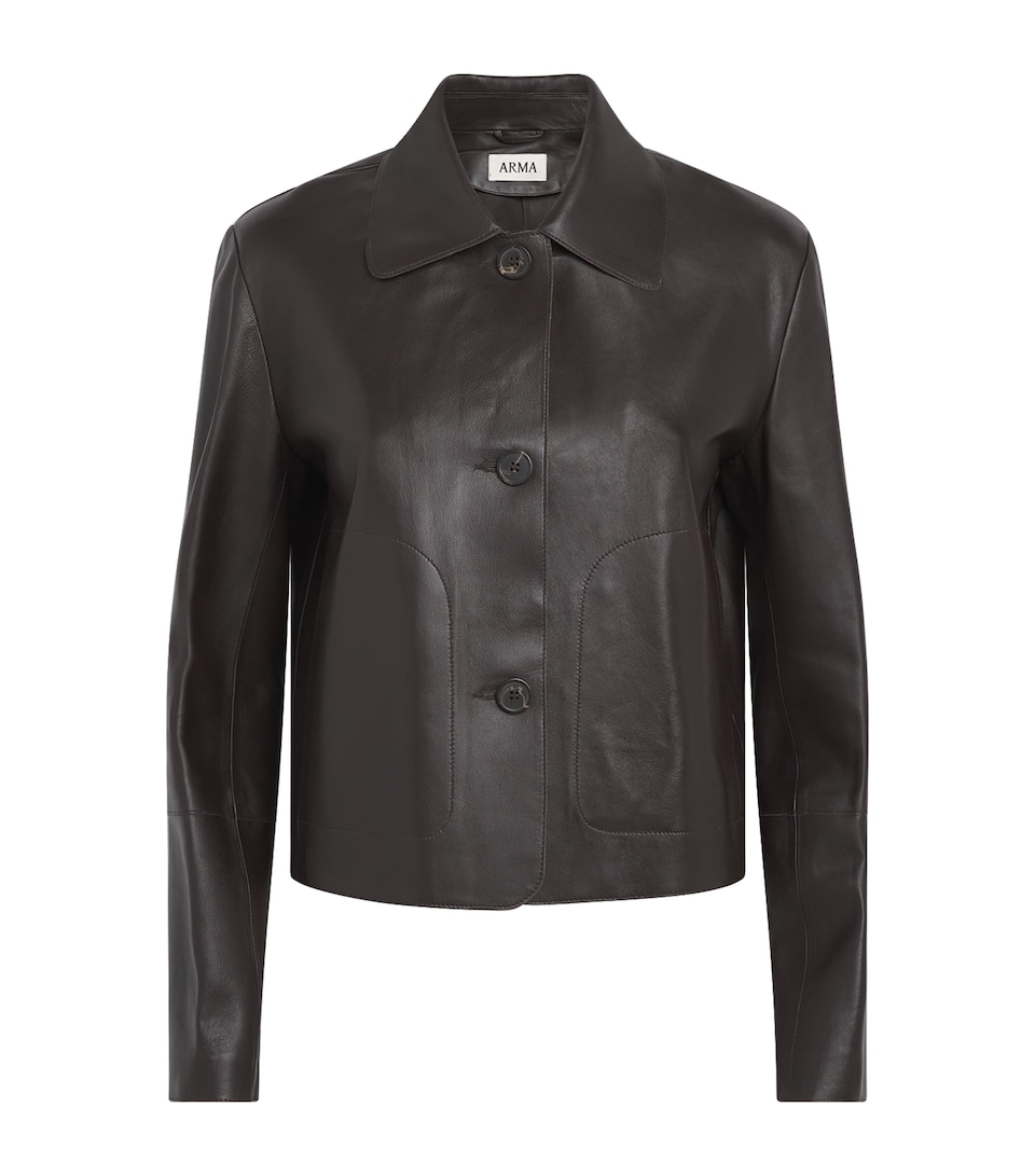 Arma Womens Tailored Emy Leather Jacket Coffee Bean