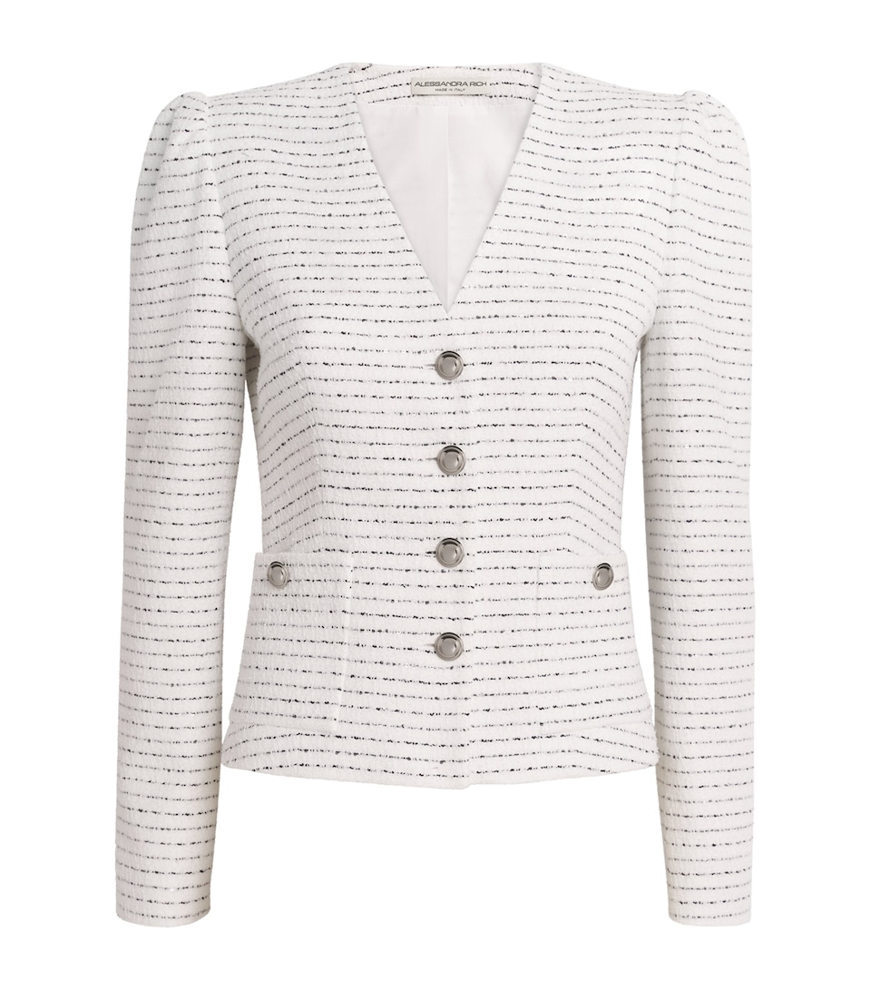 Tweed Embellished V-Neck Jacket
