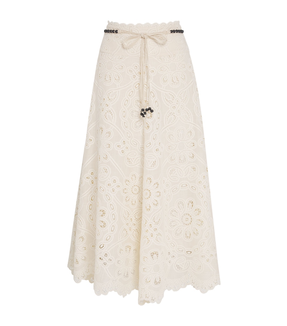 Cotton Rhiannon Embroidered Midi Skirt