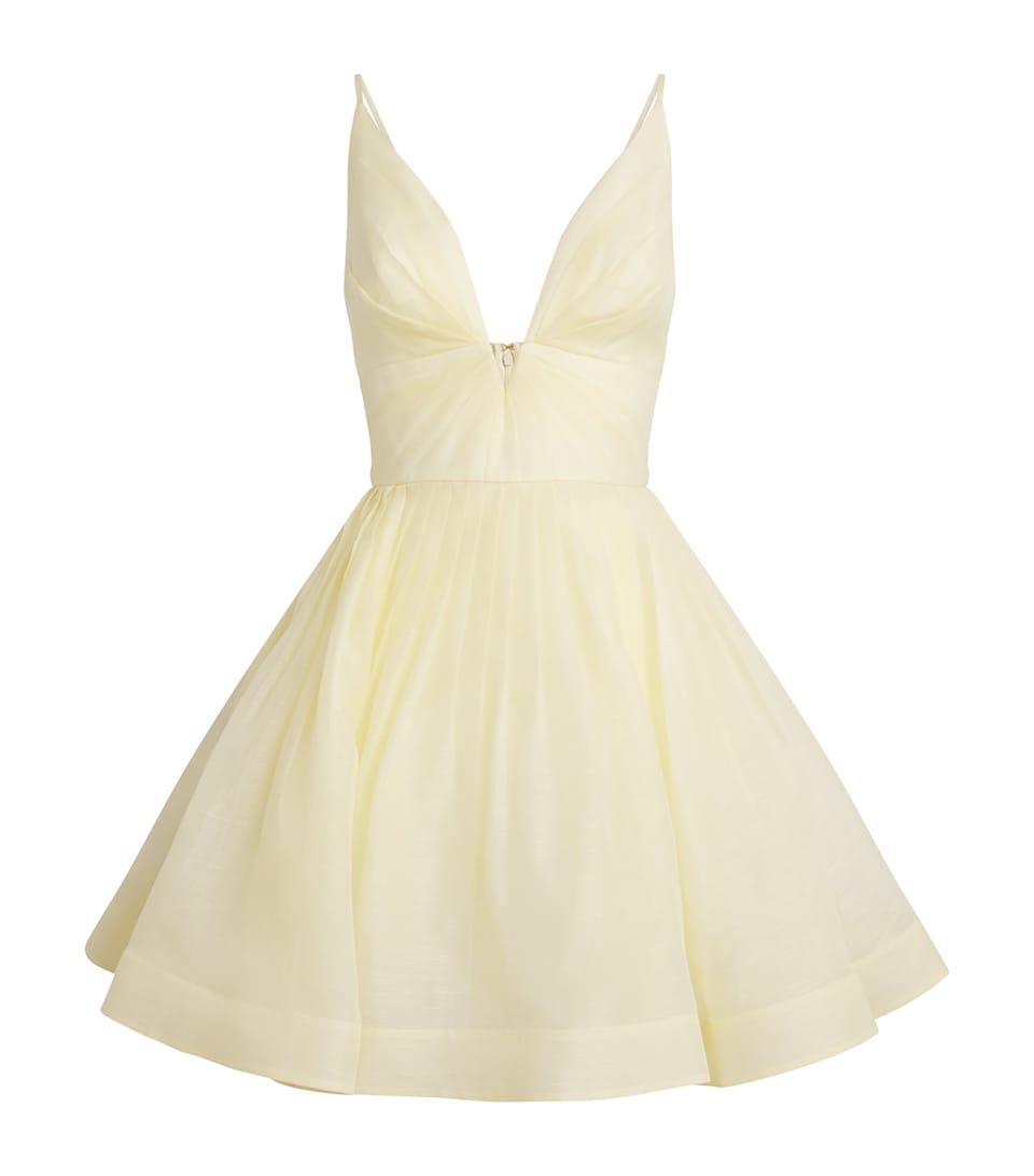 Zimmermann Womens Linen-Silk Plunge Mini Dress Mint