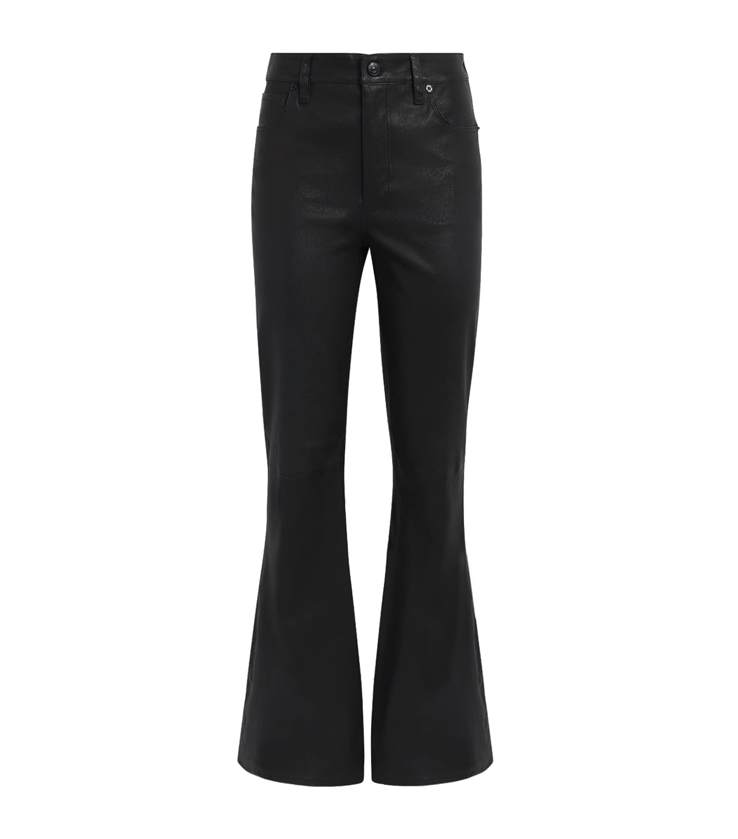 FRAME Womens The Flared Leather Trousers Black