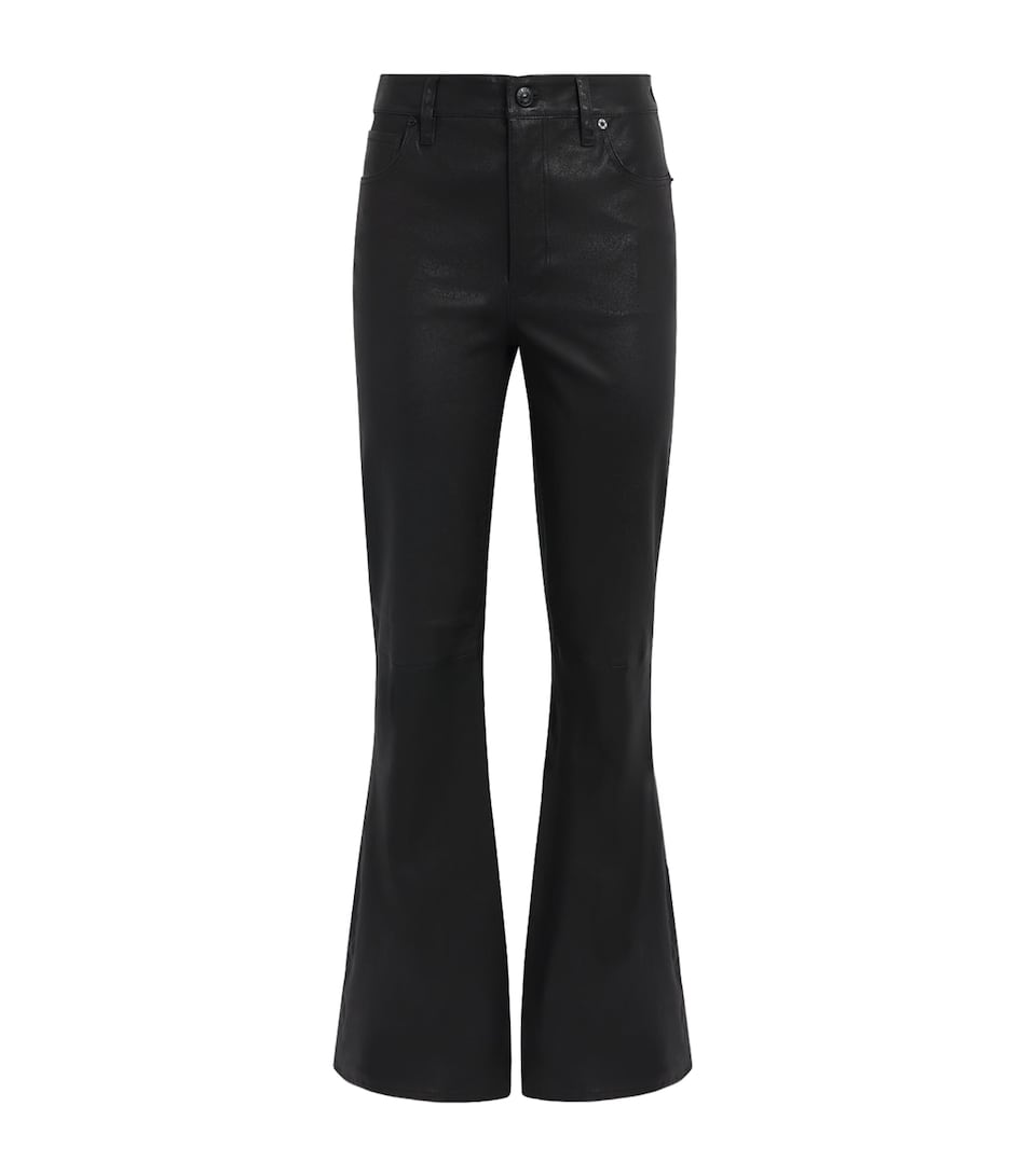 FRAME Womens The Flared Leather Trousers Black