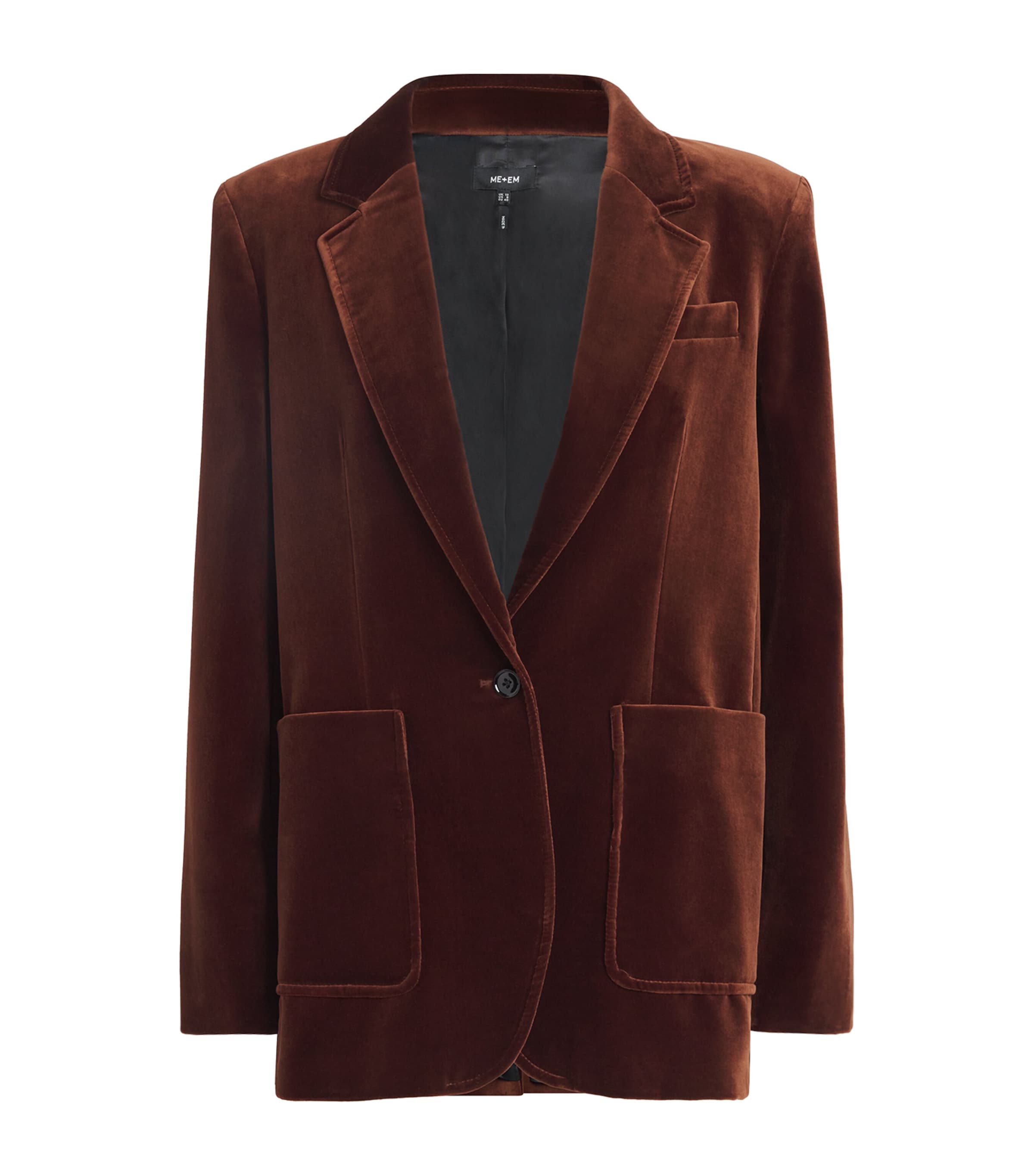 Velvet Single-Breasted Blazer