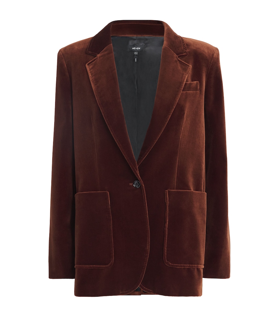 Velvet Single-Breasted Blazer