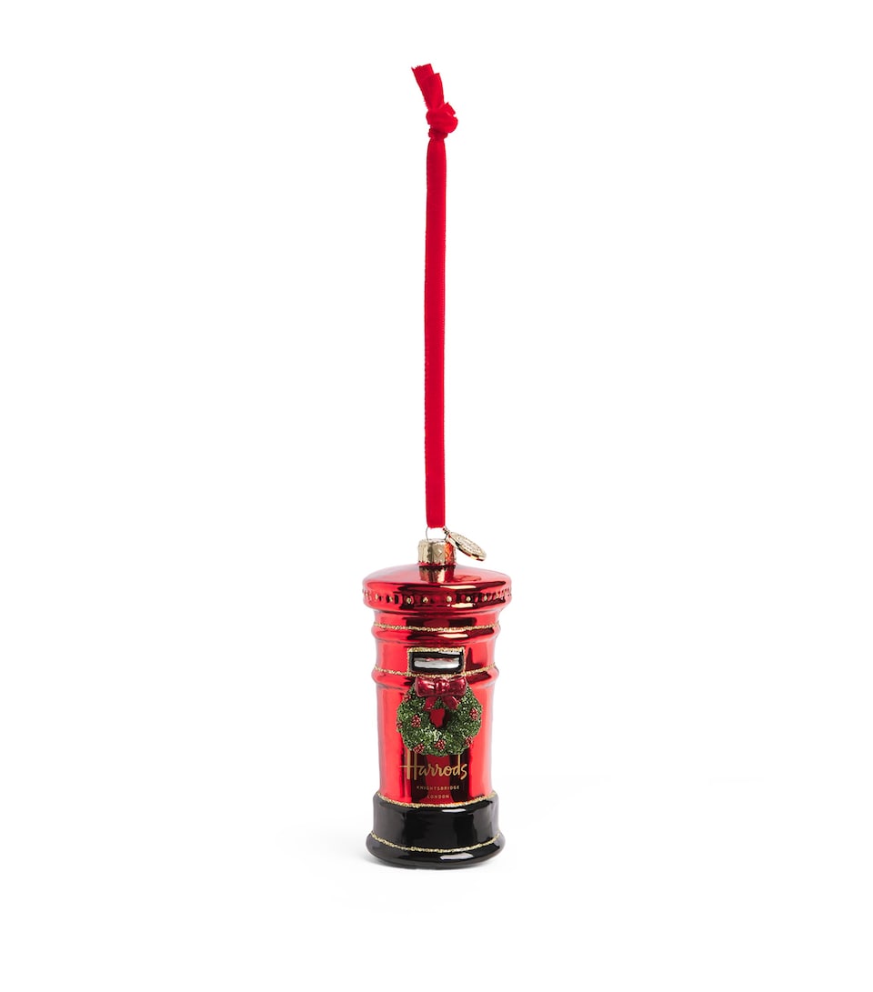 Harrods Wreath Post Box Tree Decoration Red