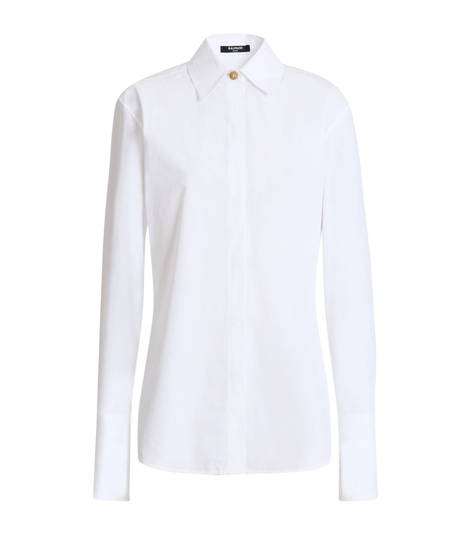Balmain Womens Cotton Poplin Shirt Blanc Optique