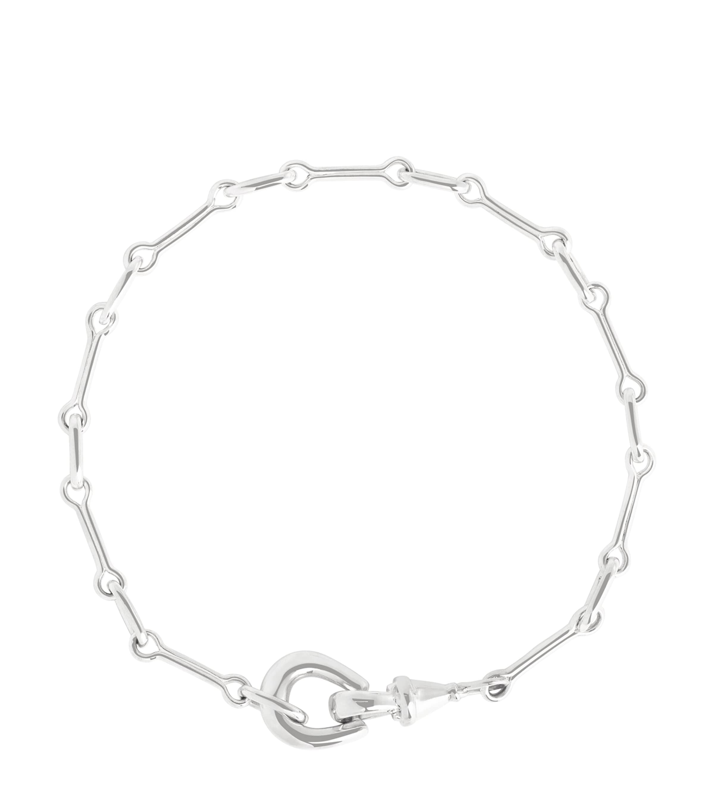 Rhodium-Plated Hardware Chain Bracelet