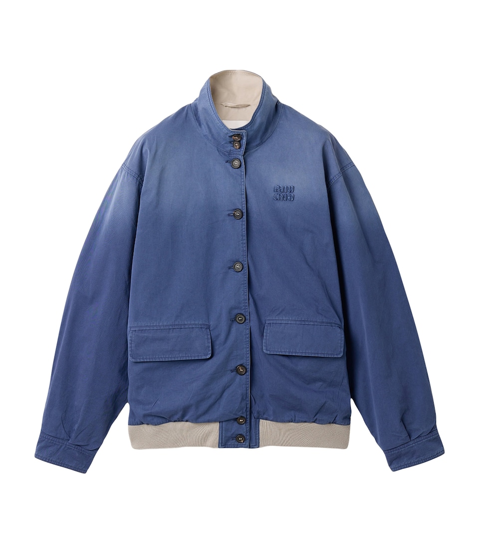 Miu Miu Womens Cotton Gabardine Washed Jacket Blue