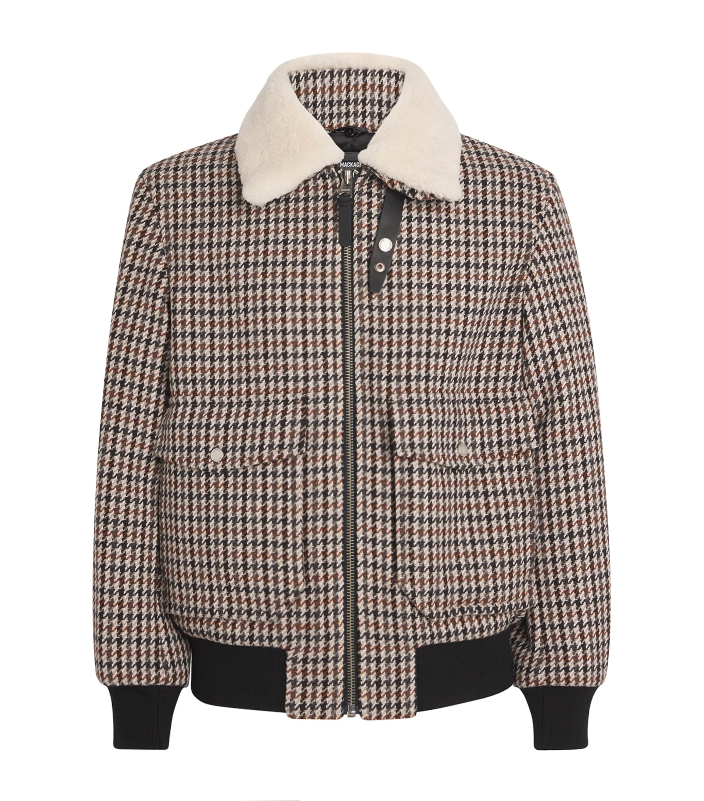 Wool-Blend Houndstooth Rhett-HT Bomber Jacket