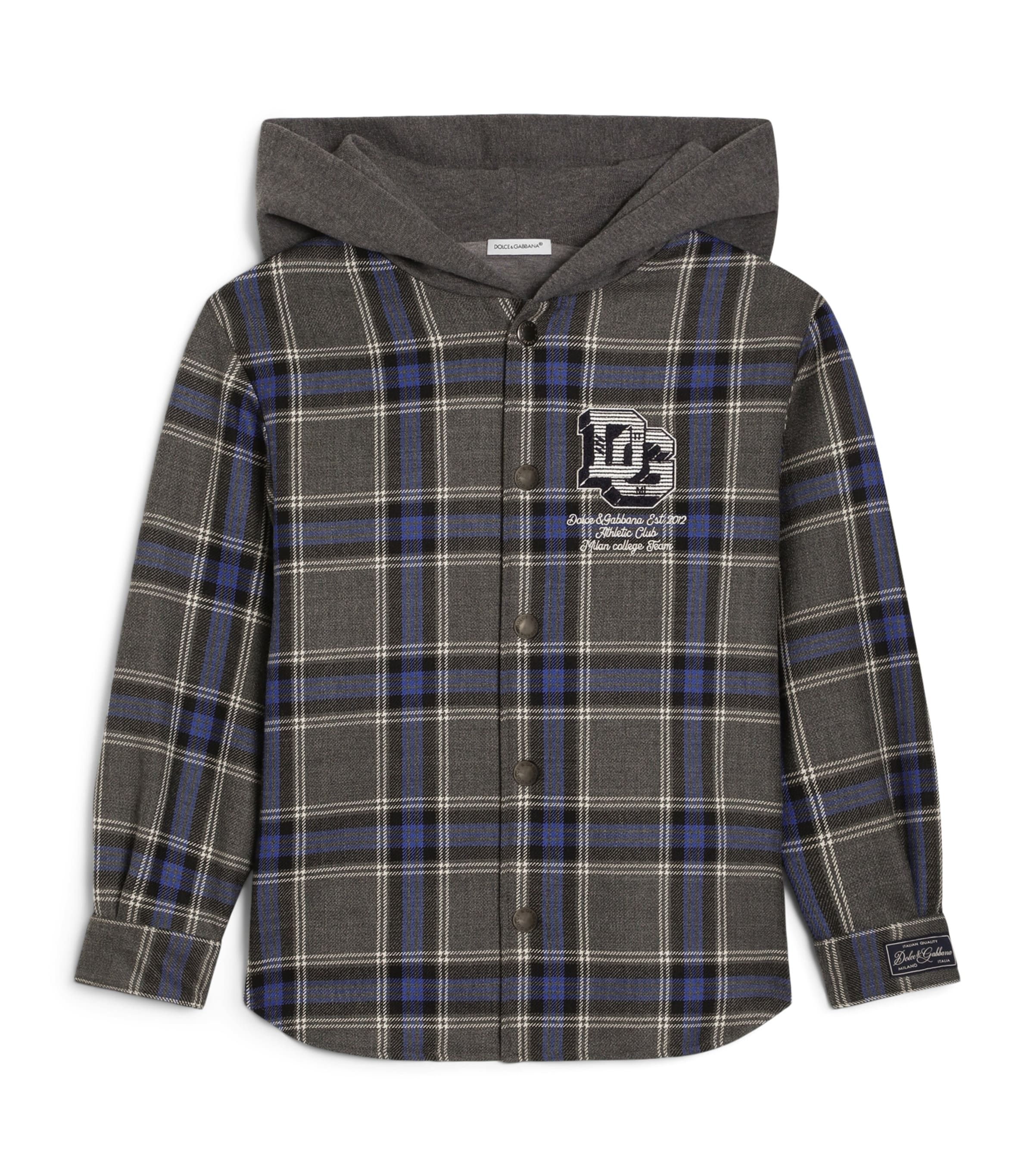 Dolce&Gabbana Kids Virgin Wool-Cotton Hooded Jacket (8-14 Years) Check Tartan