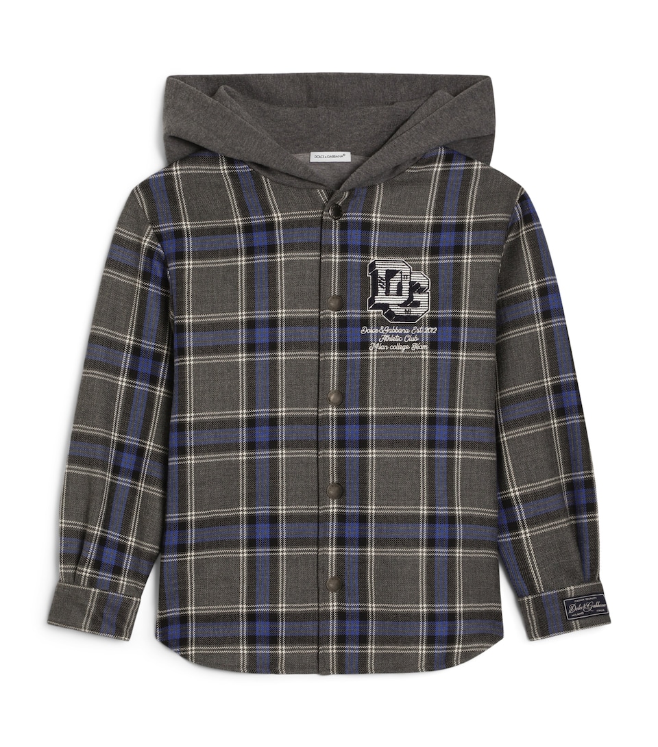 Dolce&Gabbana Kids Virgin Wool-Cotton Hooded Jacket (8-14 Years) Check Tartan