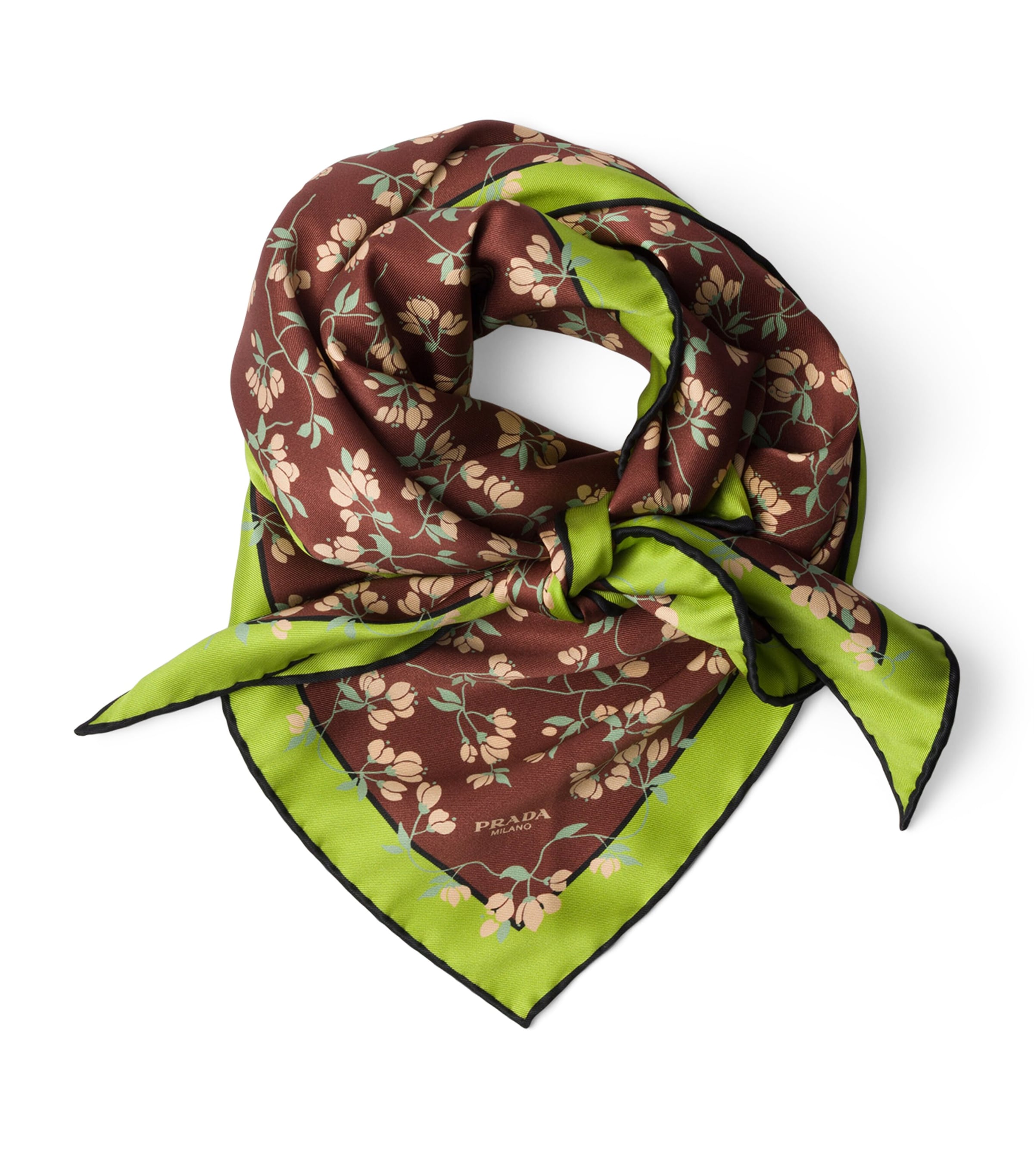 Silk Twill Floral Print Scarf