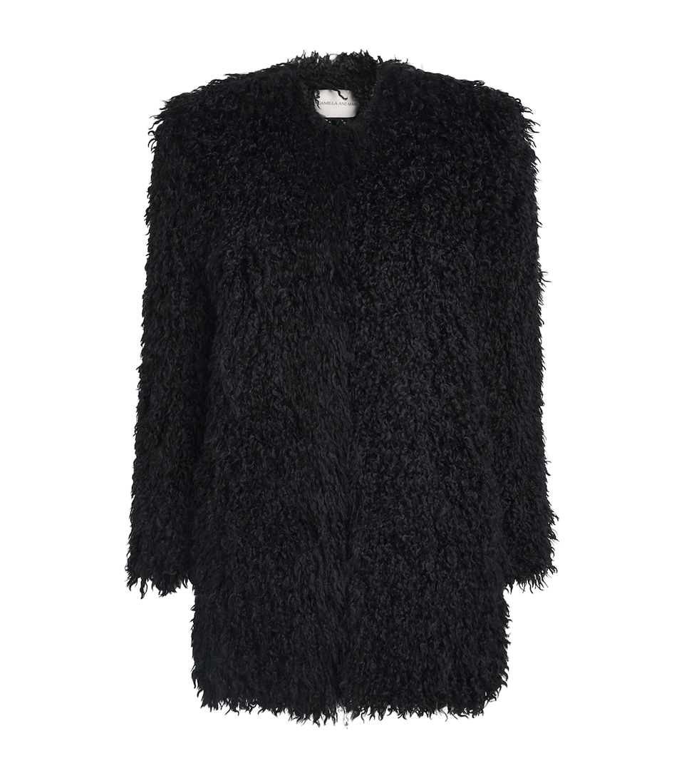 CAMILLA AND MARC Womens Faux Fur Renley Short Coat Dblk Black