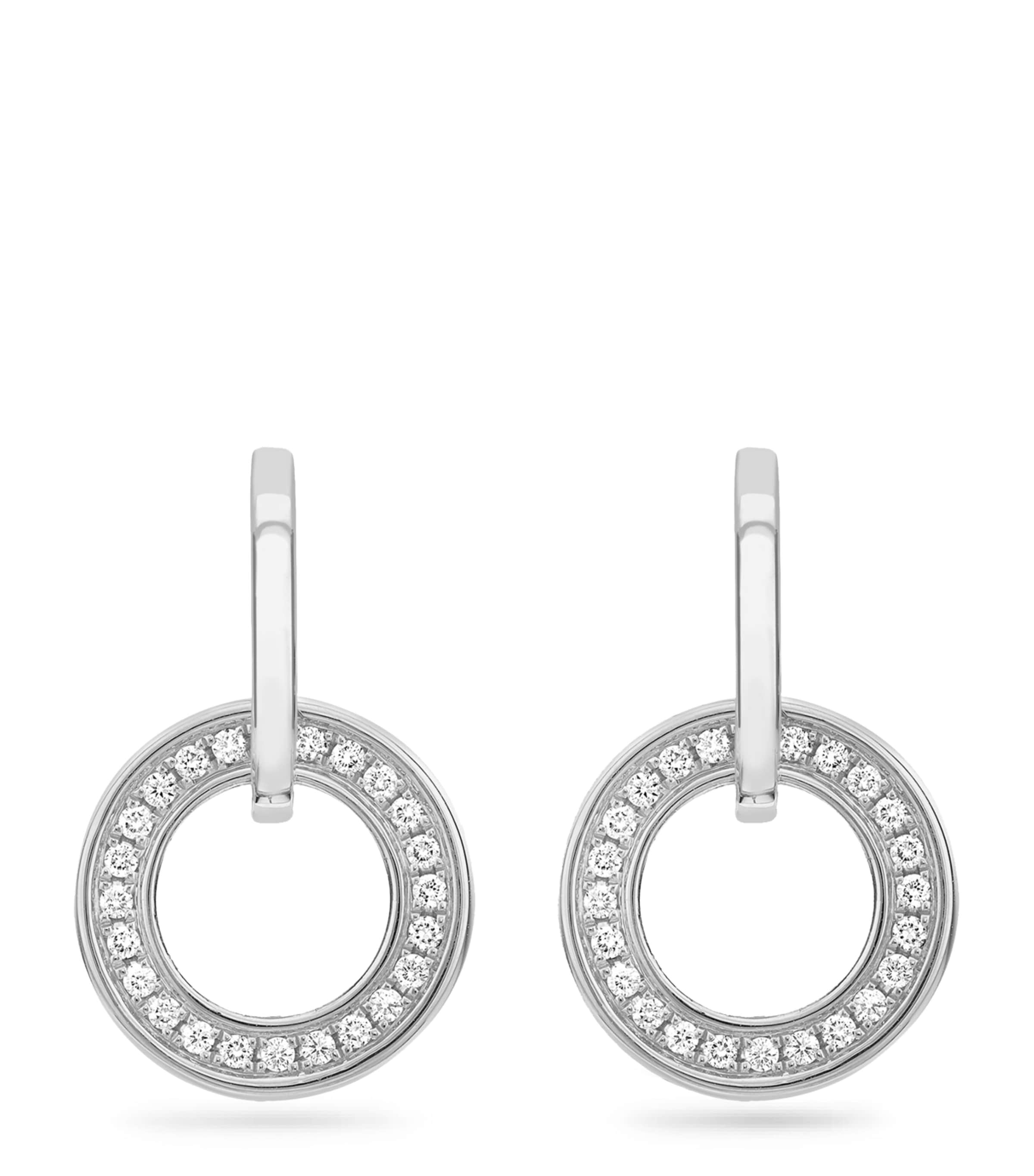 Boodles White Gold and Diamond Classic Roulette Earrings Silver
