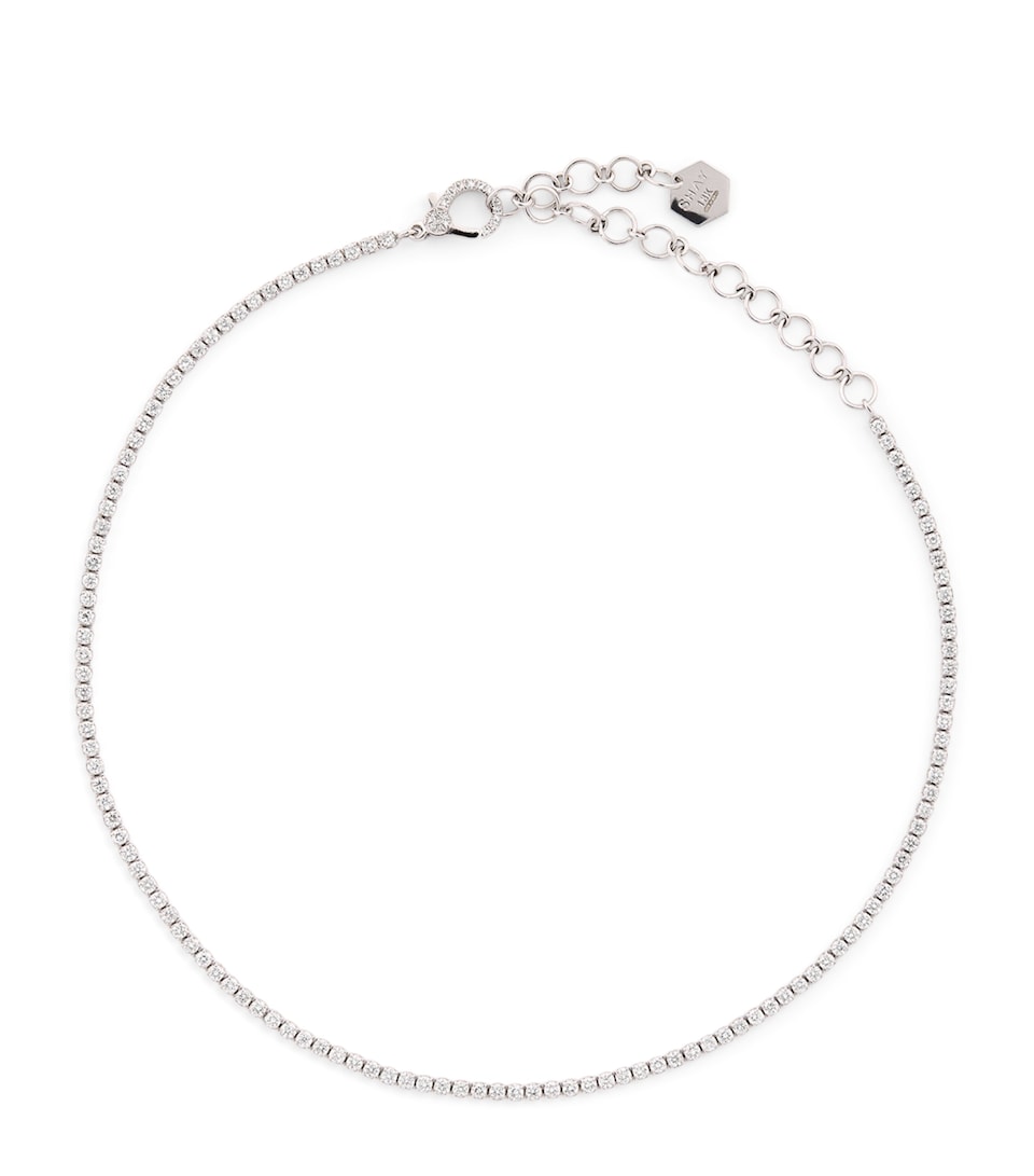 White Gold and Diamond Threads Tennis Choker