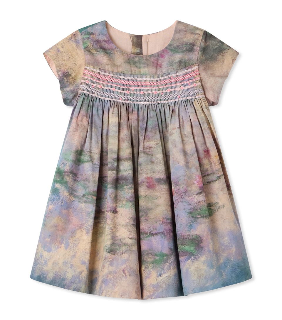 Bonpoint x MoMA Cotton Water Lillies Maruska Dress (6-12 Months) Bleu Ardoise