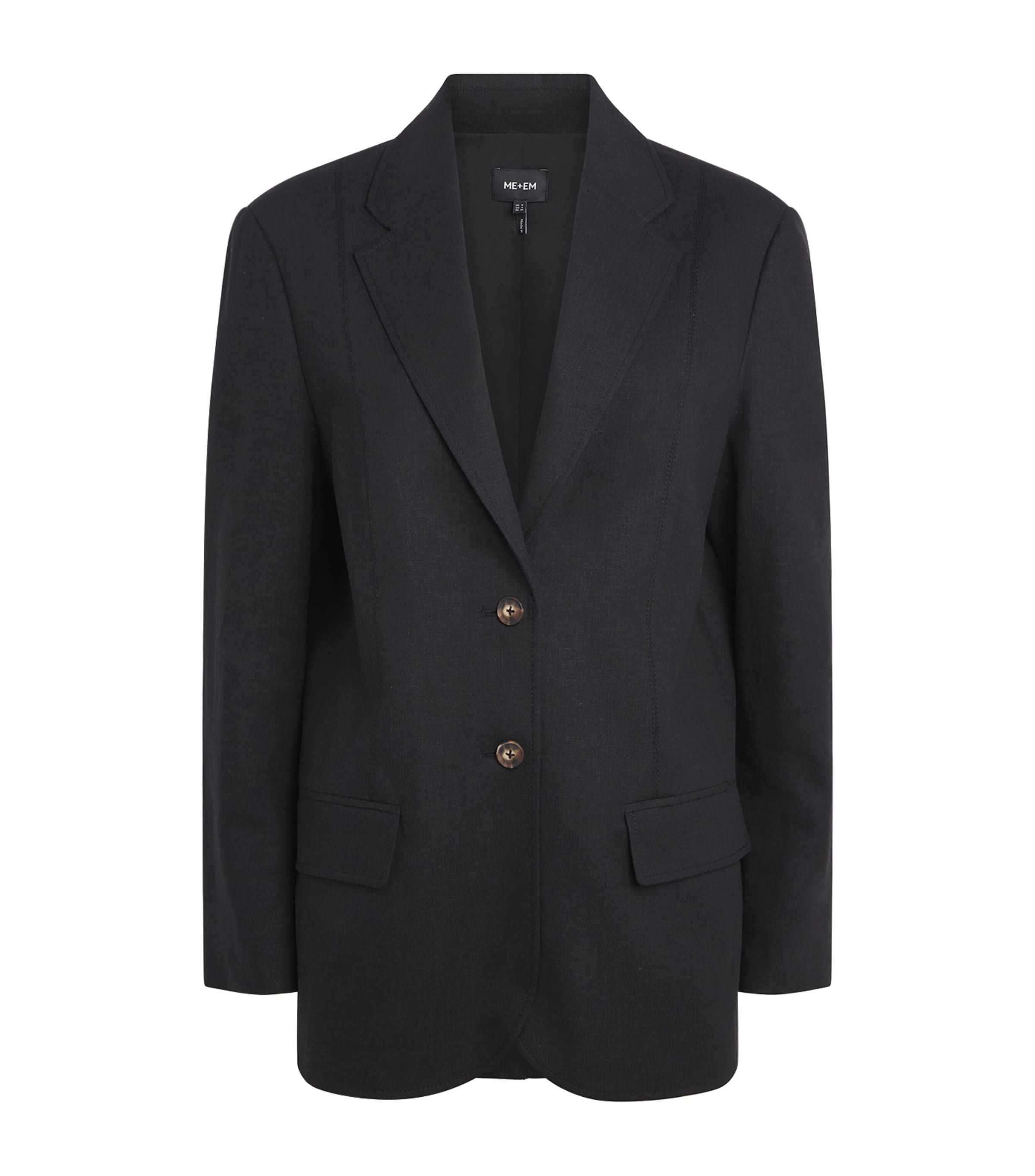 ME+EM Womens Linen-Blend Icon Blazer Black