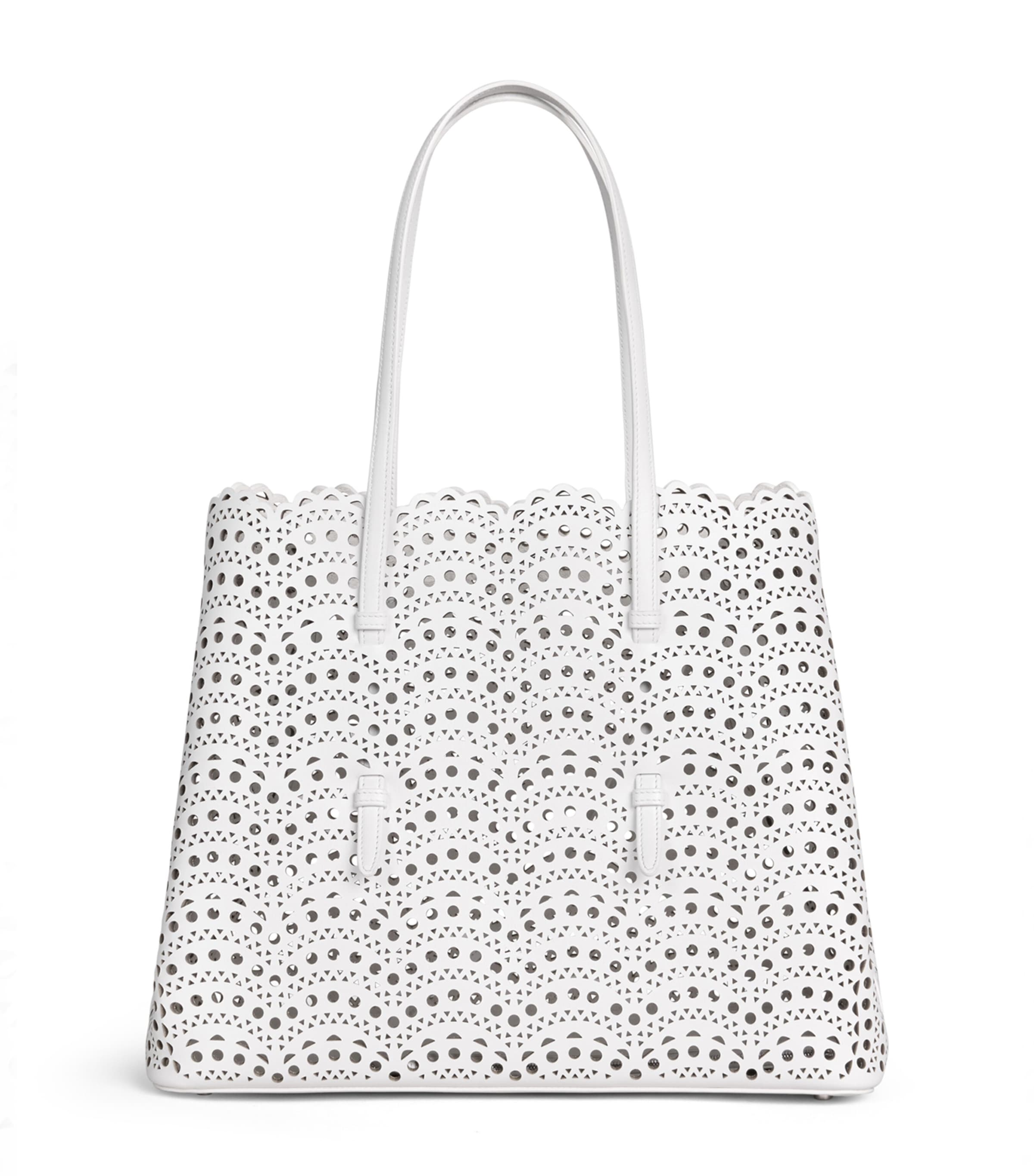 Alaïa Leather Mina Vienne Top Handle Bag Off White