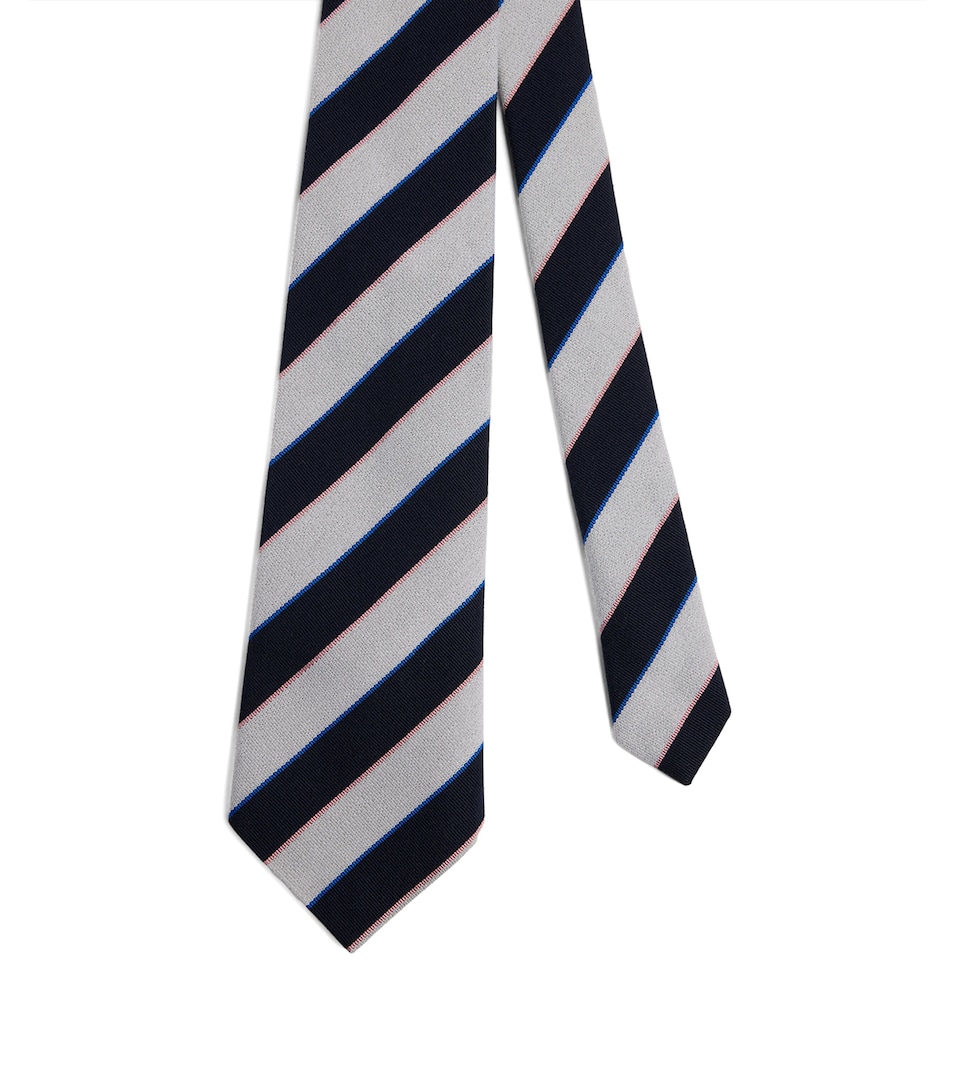 Dunhill Wool-Mulberry Silk Stripe Tie