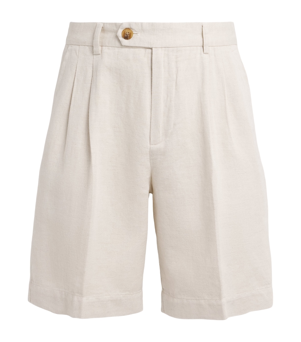 CHÉ Mens Cotton-Linen Marinos Chino Shorts Ivory