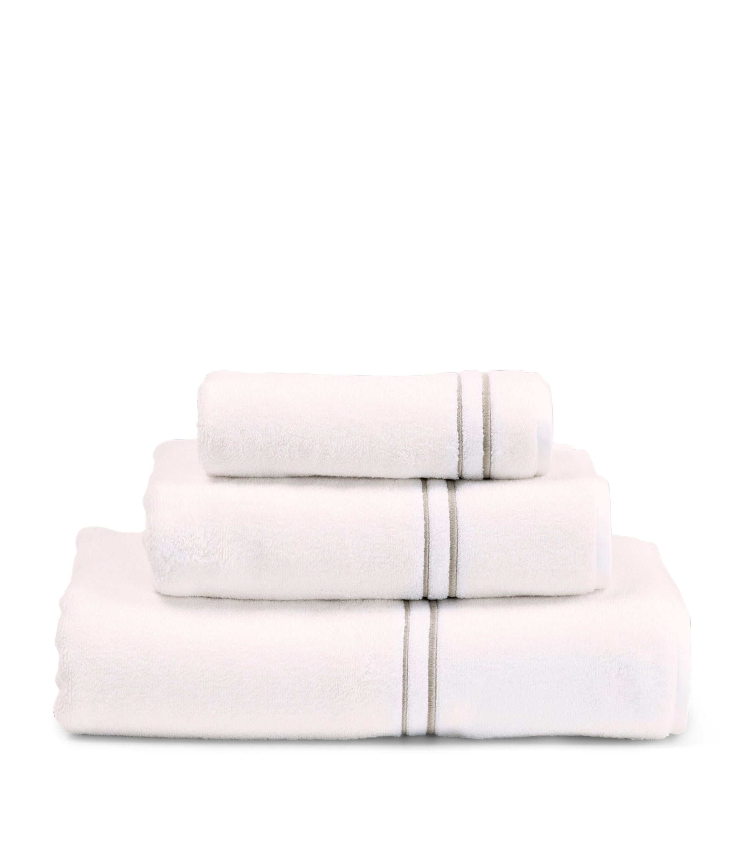 Frette Cotton Layering Embroidery Bath Sheet (100cm x 150cm) Milk/savage B