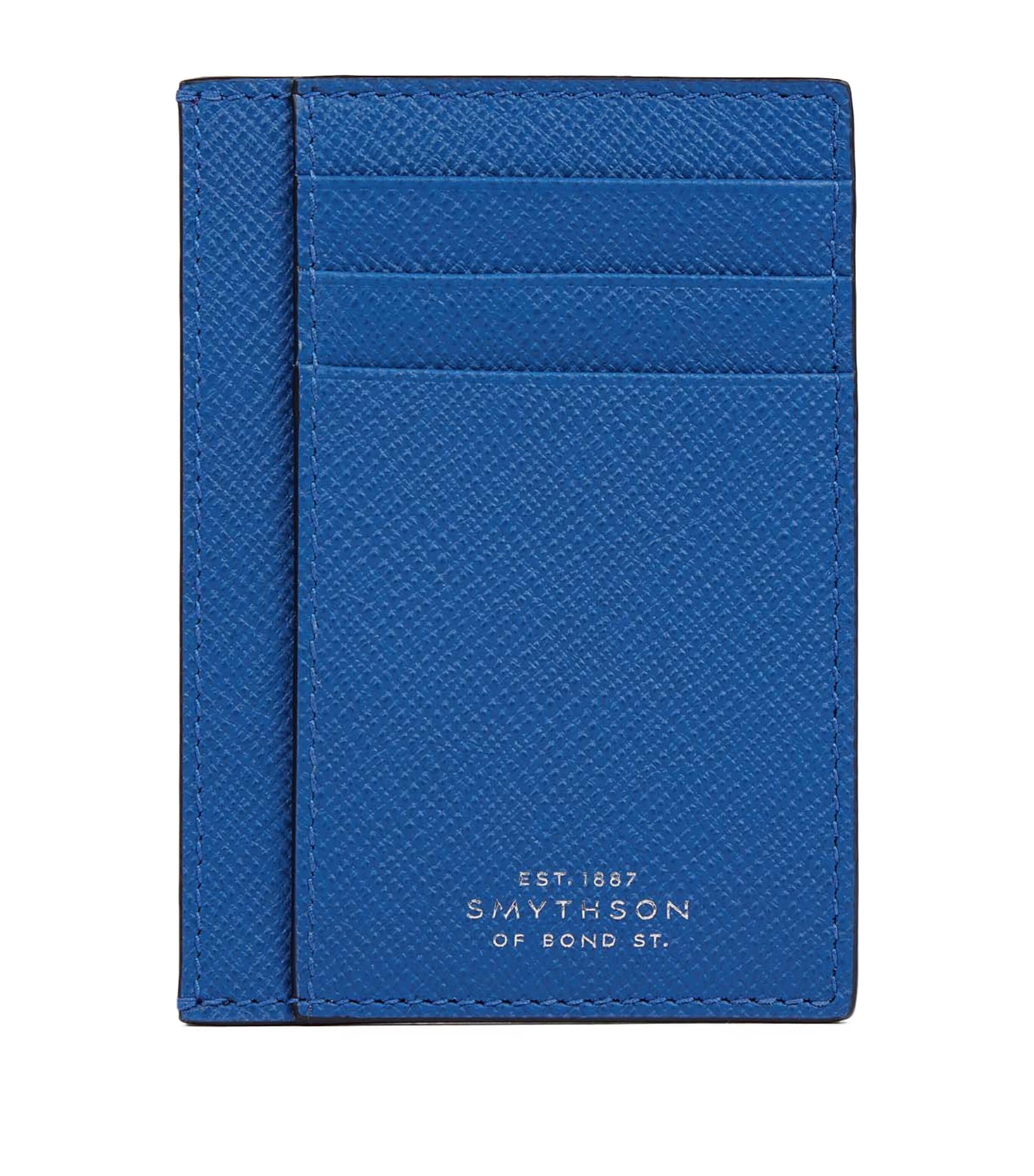 Smythson Panama Leather Compact Card Holder Cerulean