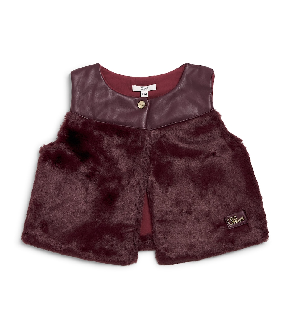 Chloé Kids Faux Fur-Leather-Trim Waistcoat (6-18 Months) Port Royale