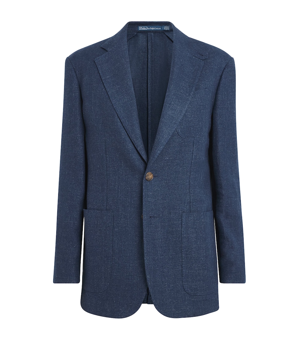Polo Ralph Lauren Womens Linen-Cotton Single-Breasted Blazer Blue Melange