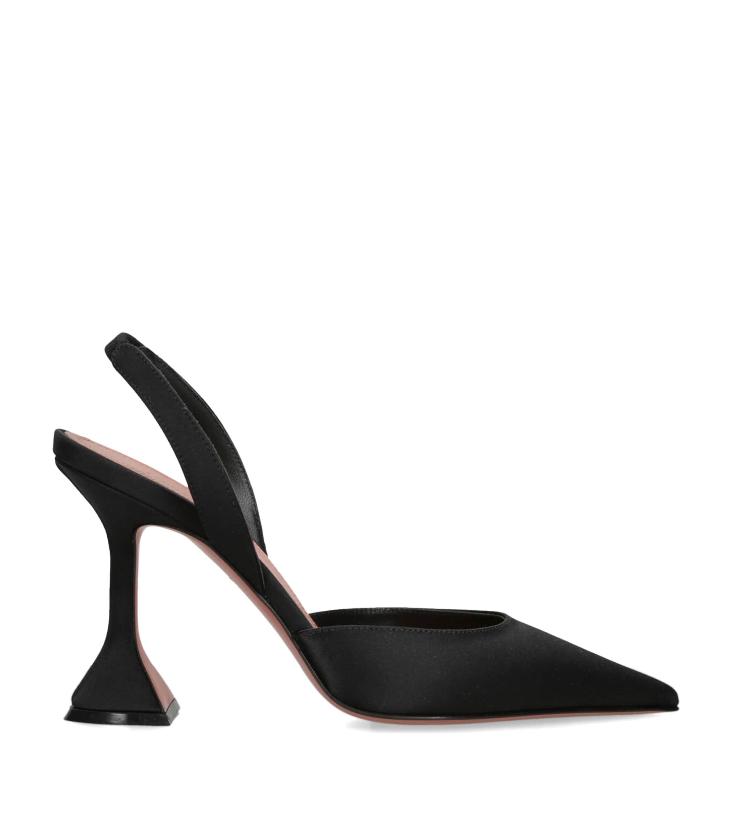 Amina Muaddi Womens Satin Holli Slingback Heels 95 Black