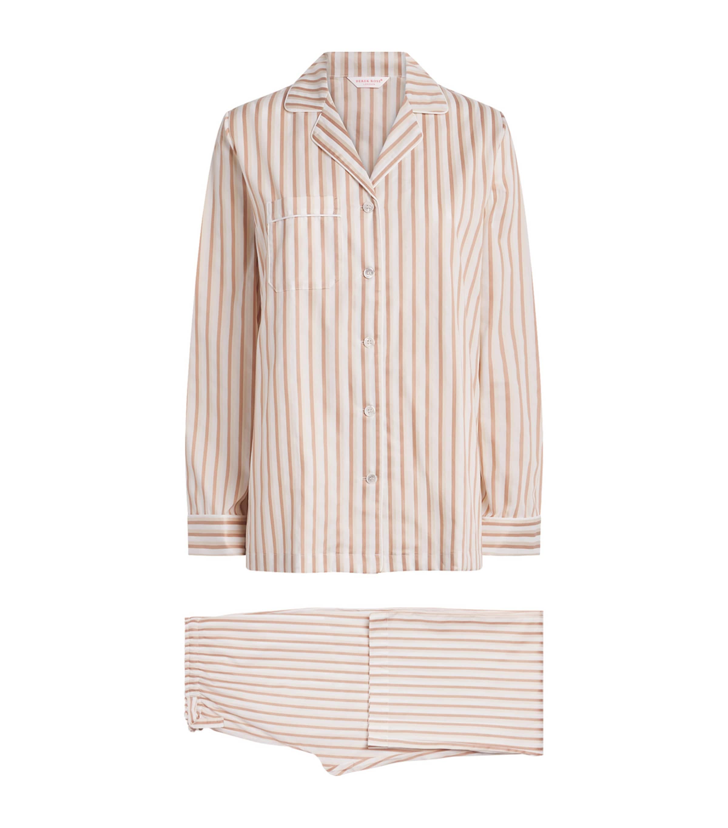 Derek Rose Womens Cotton Capri Pyjama Set Brown