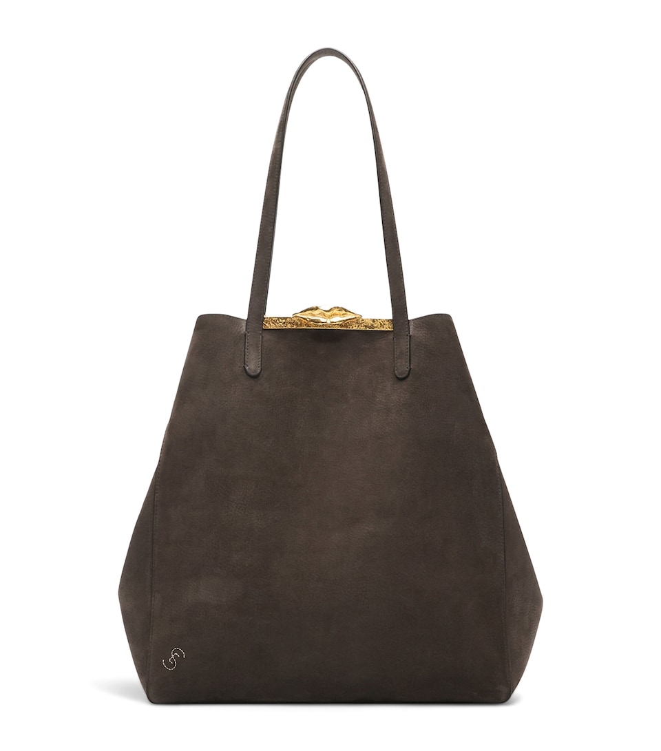 Schiaparelli Lambskin Mouth Tote Bag Dark Grey
