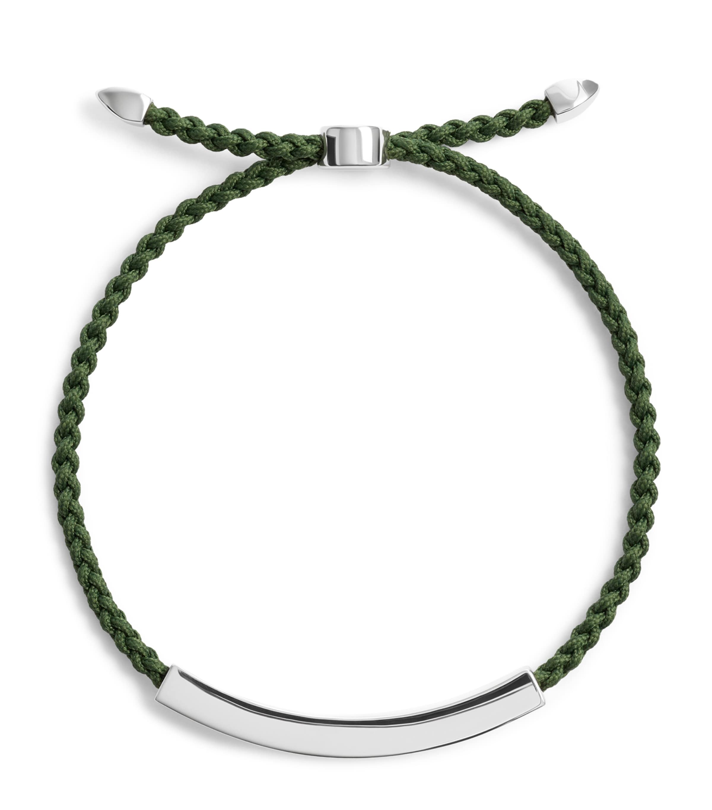 Monica Vinader Sterling Silver Linear Bold Cord Bracelet Green