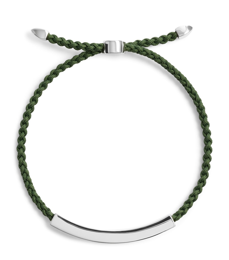 Monica Vinader Sterling Silver Linear Bold Cord Bracelet Green