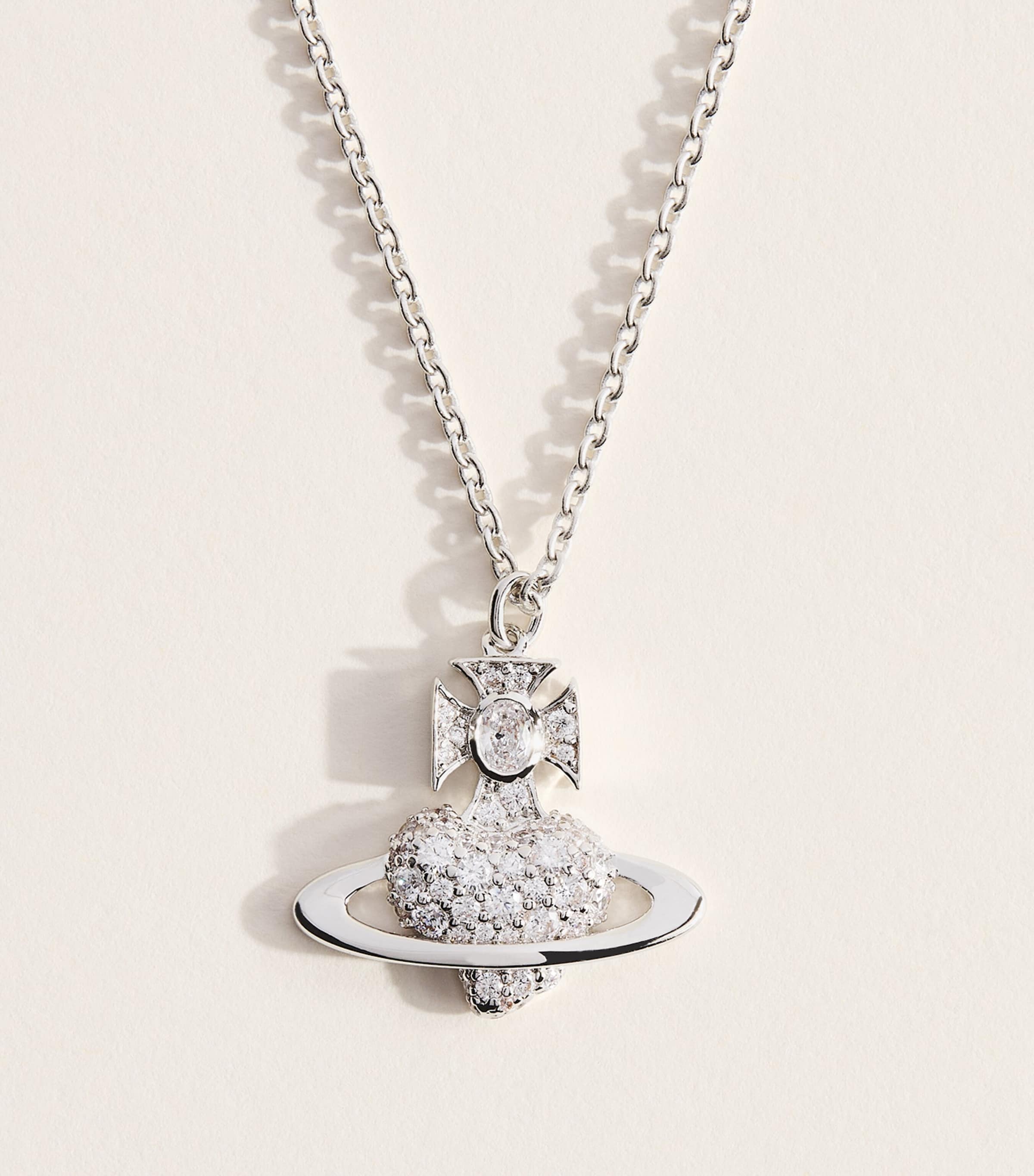 Vivienne Westwood Valentine's Agnatha Bas Relief Pendant Necklace Platinum / White Cz