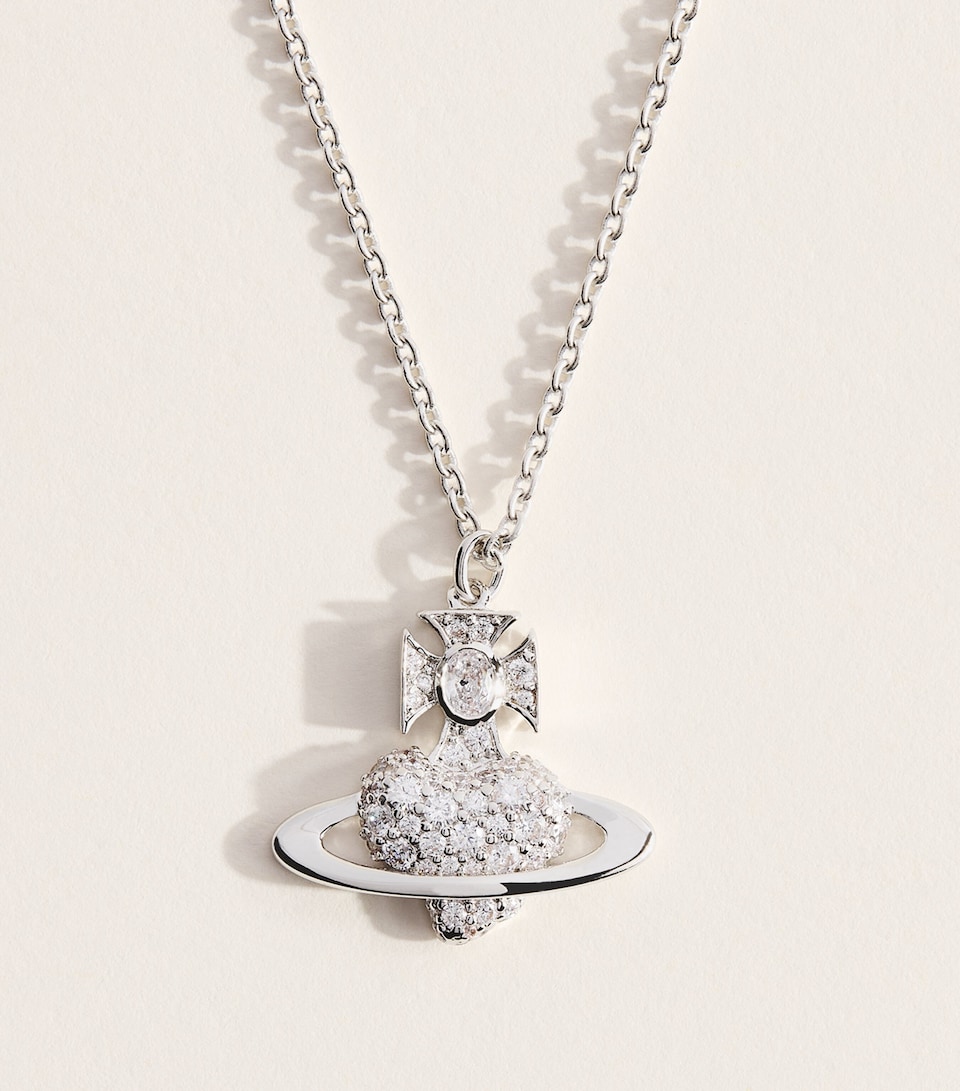 Vivienne Westwood Valentine's Agnatha Bas Relief Pendant Necklace Platinum / White Cz