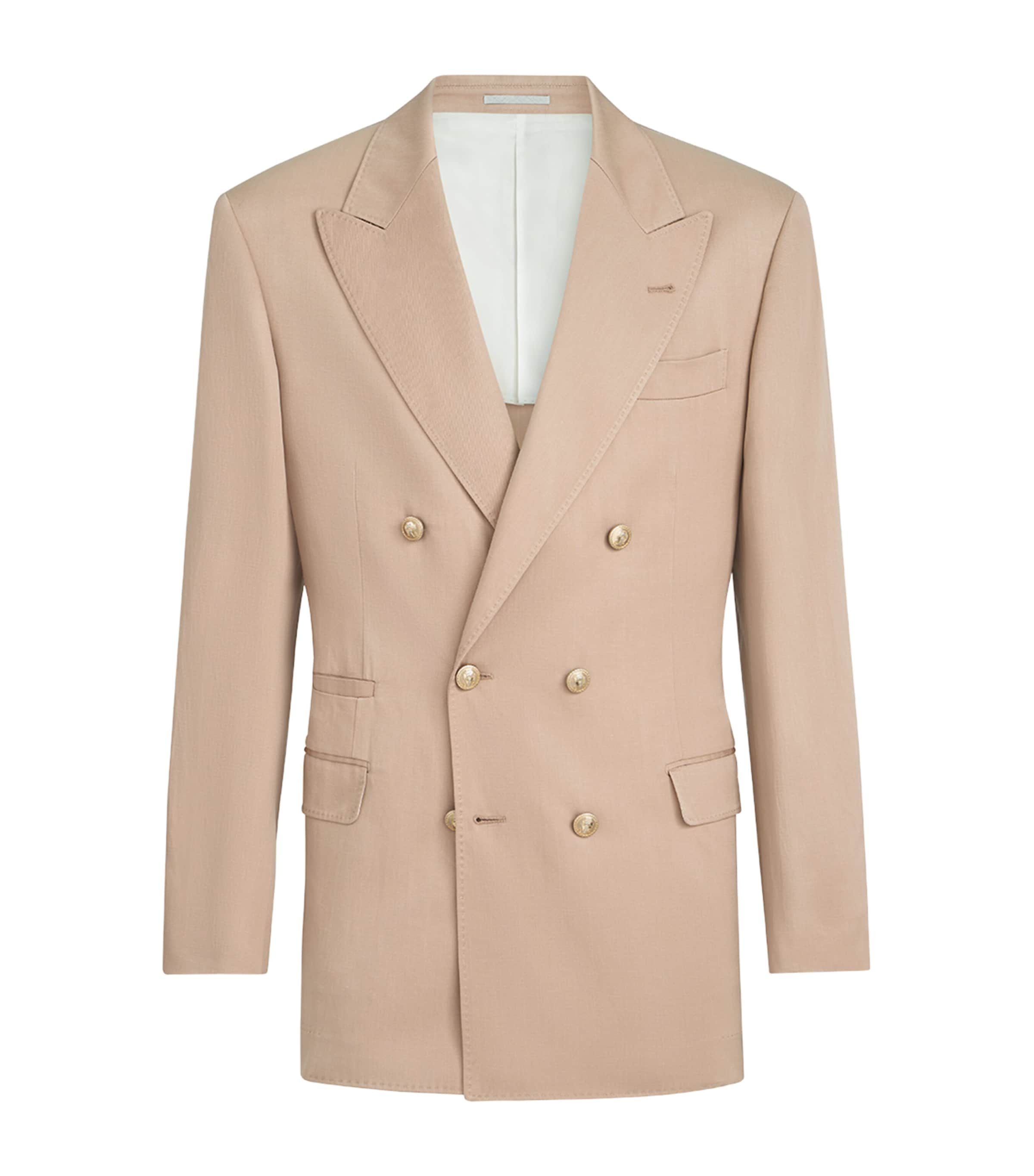 Brunello Cucinelli Mens Silk Délavé and Linen Gabardine Deconstructed Blazer