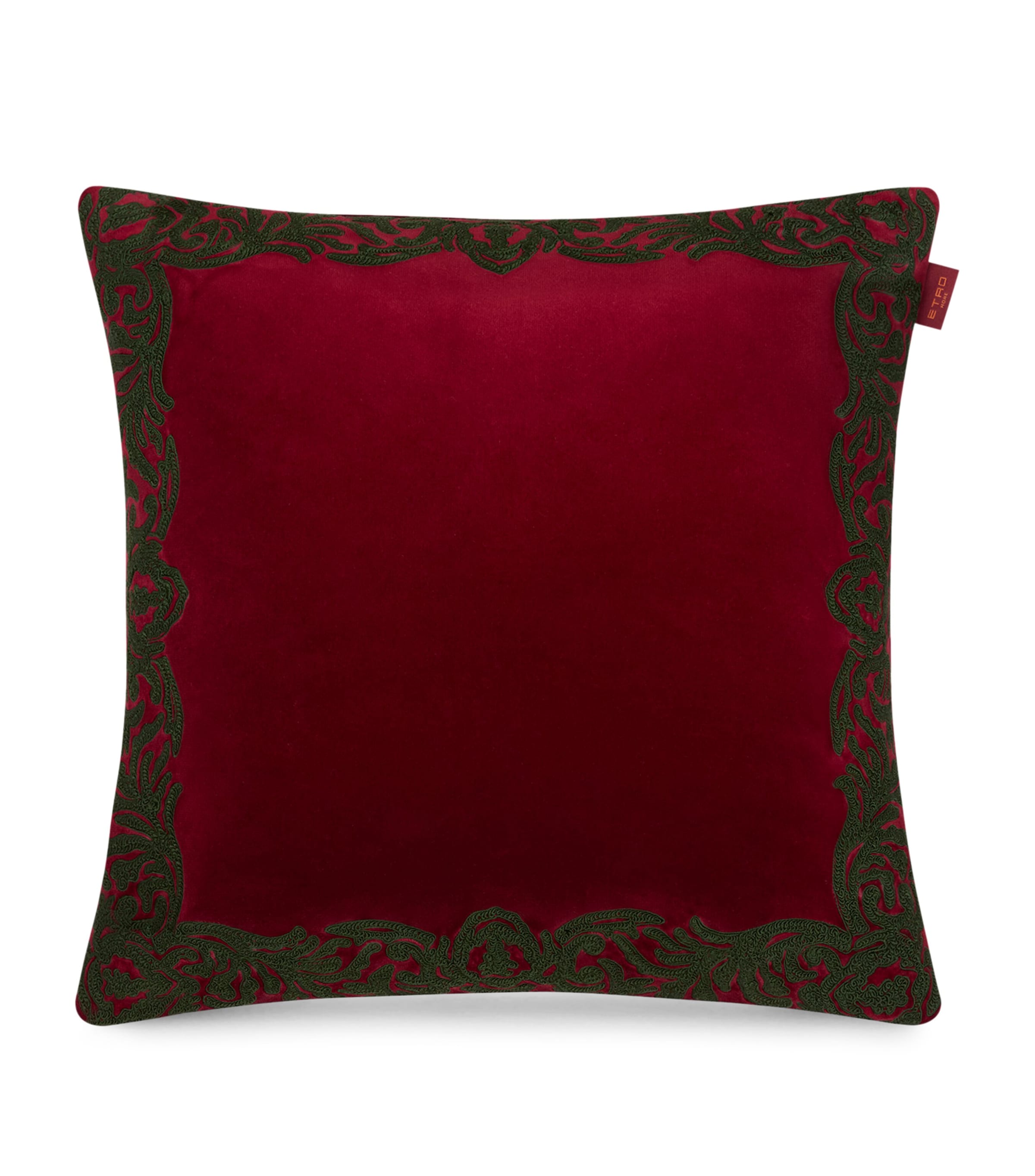 Wool-Blend Embroidered Paisley-Trim Cushion (45cm)