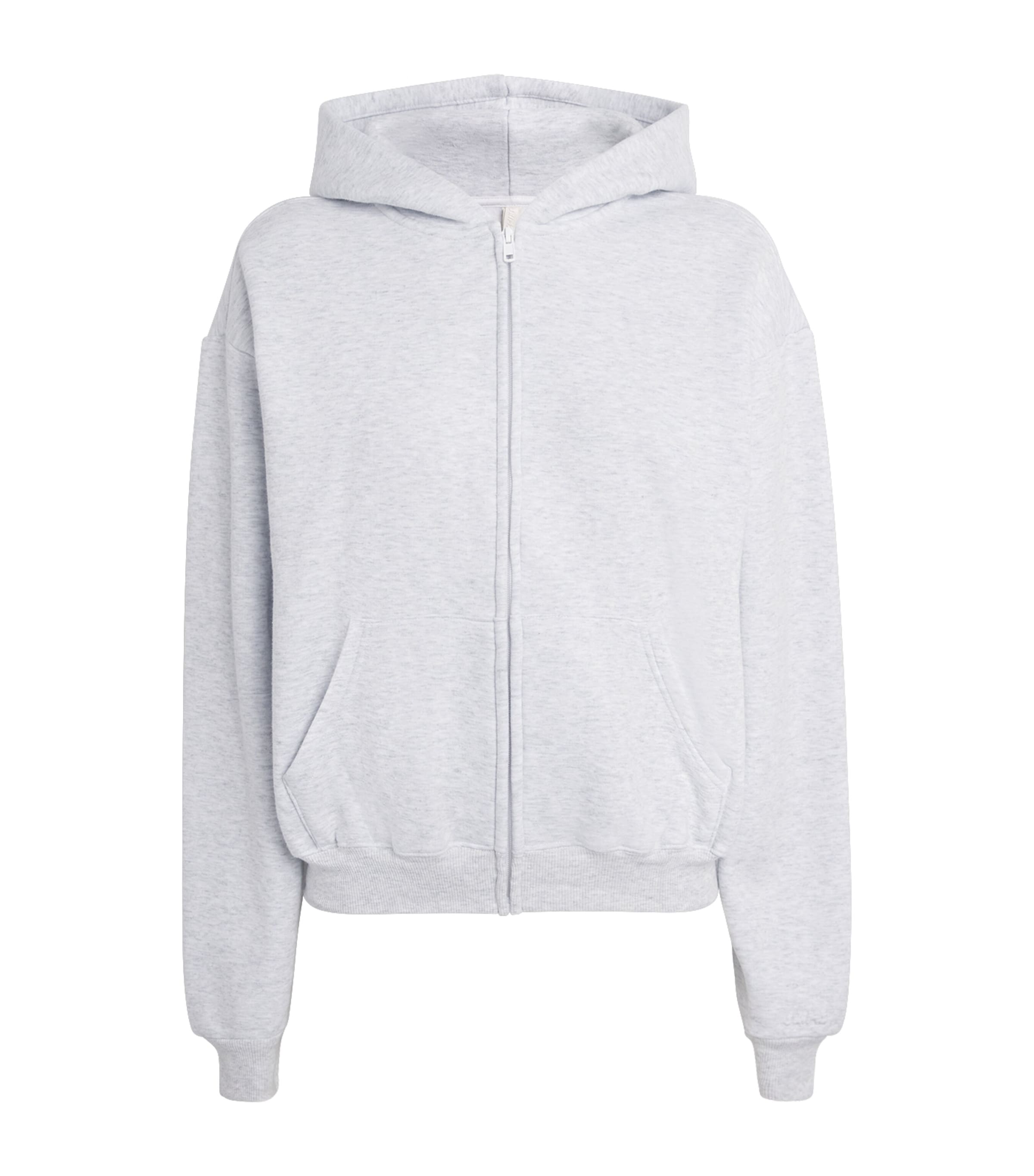 Skims Womens Cotton-Blend Fleece Classic Hoodie Light Heather Grey