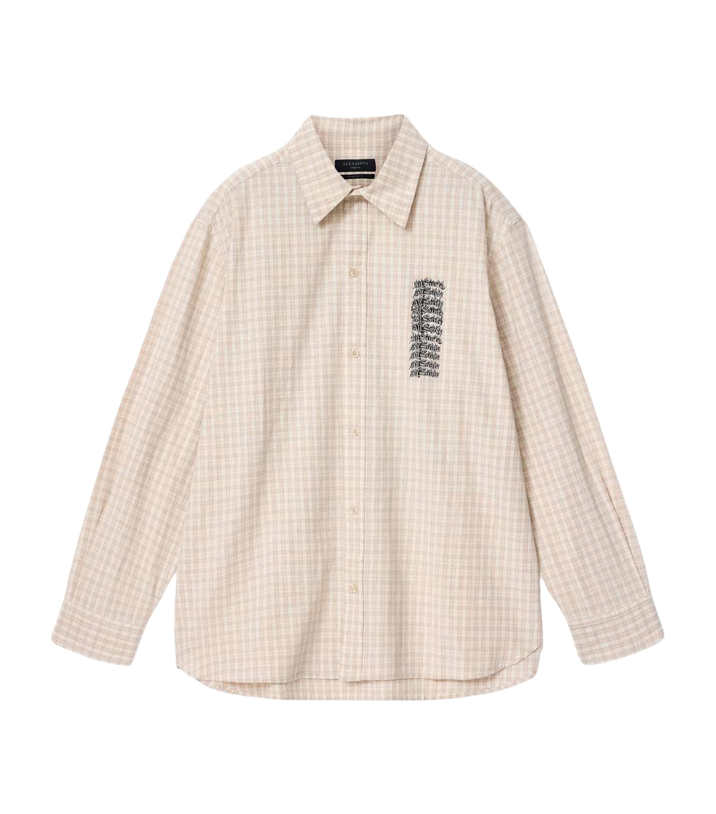AllSaints Mens Organic Cotton Repeater Shirt Cord Brown