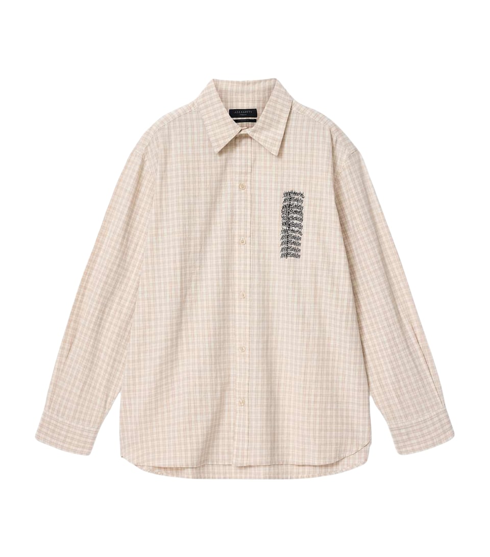 AllSaints Mens Organic Cotton Repeater Shirt Cord Brown