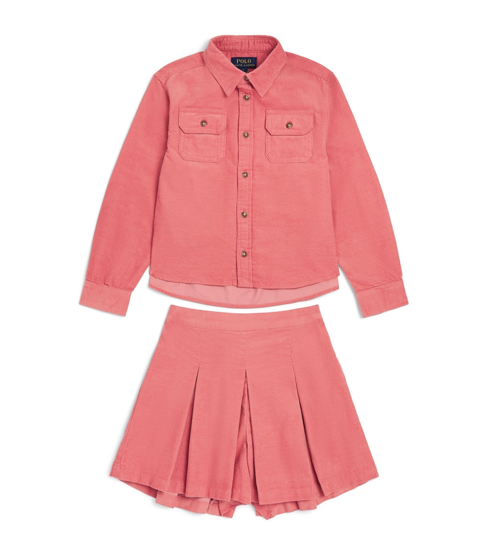 Ralph Lauren Kids Corduroy Shirt and Shorts Set (7-16 Years) Canvas Pink
