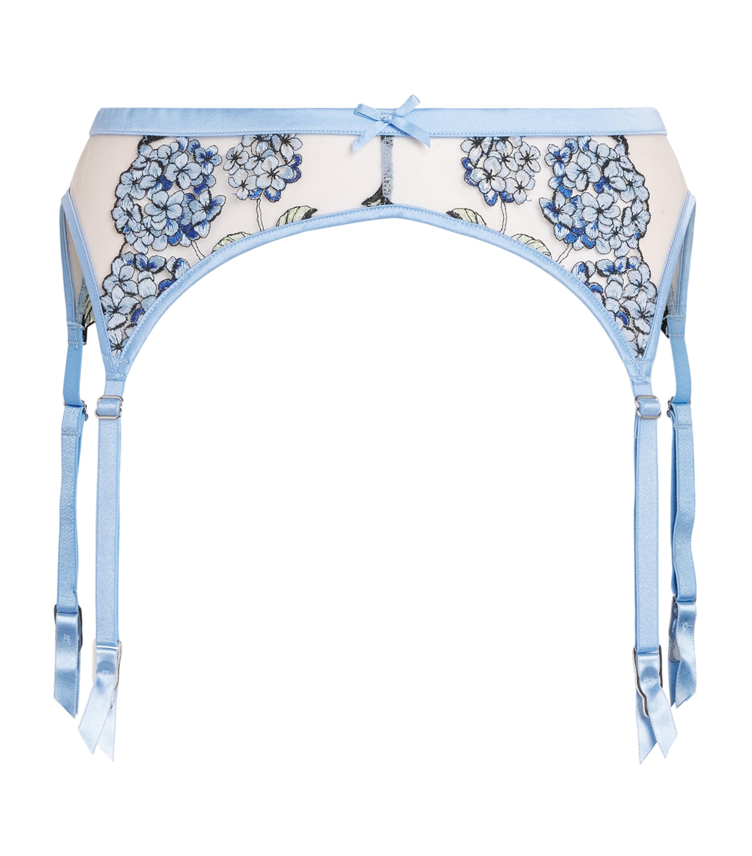 Fleur Du Mal Womens Silk-Blend Hydrangea Garter Petal Blue