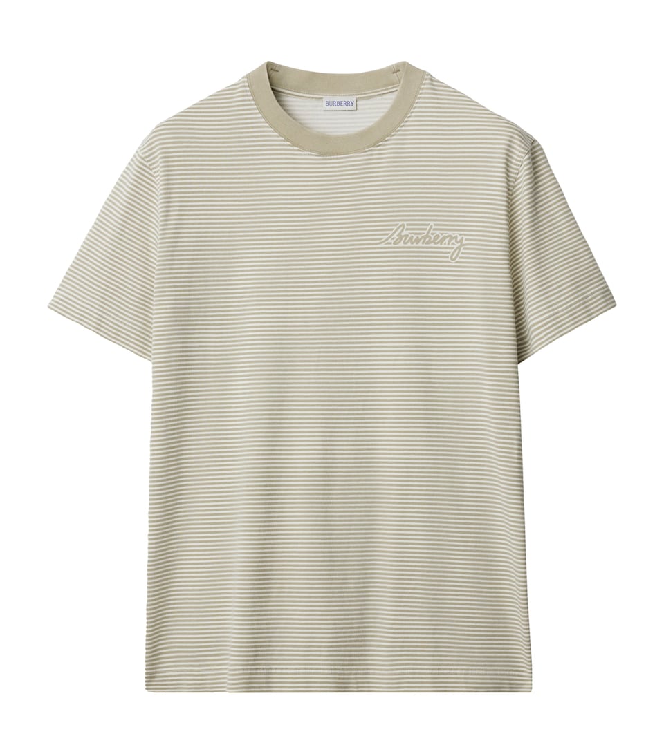 Cotton Stripe Logo T-Shirt