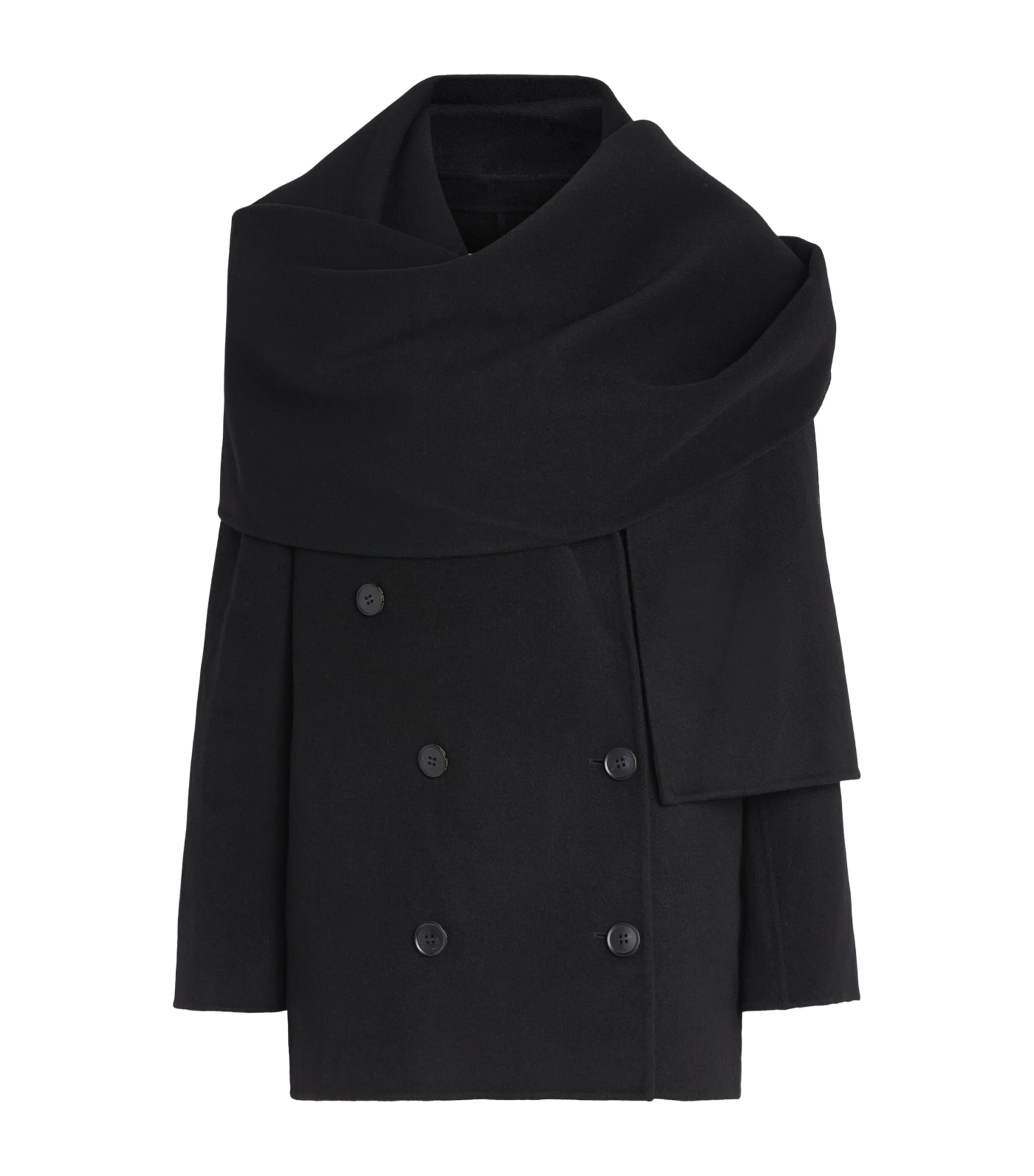 CAMILLA AND MARC Womens Wool-Blend Scarf-Neck Memoria Coat Dblk Black